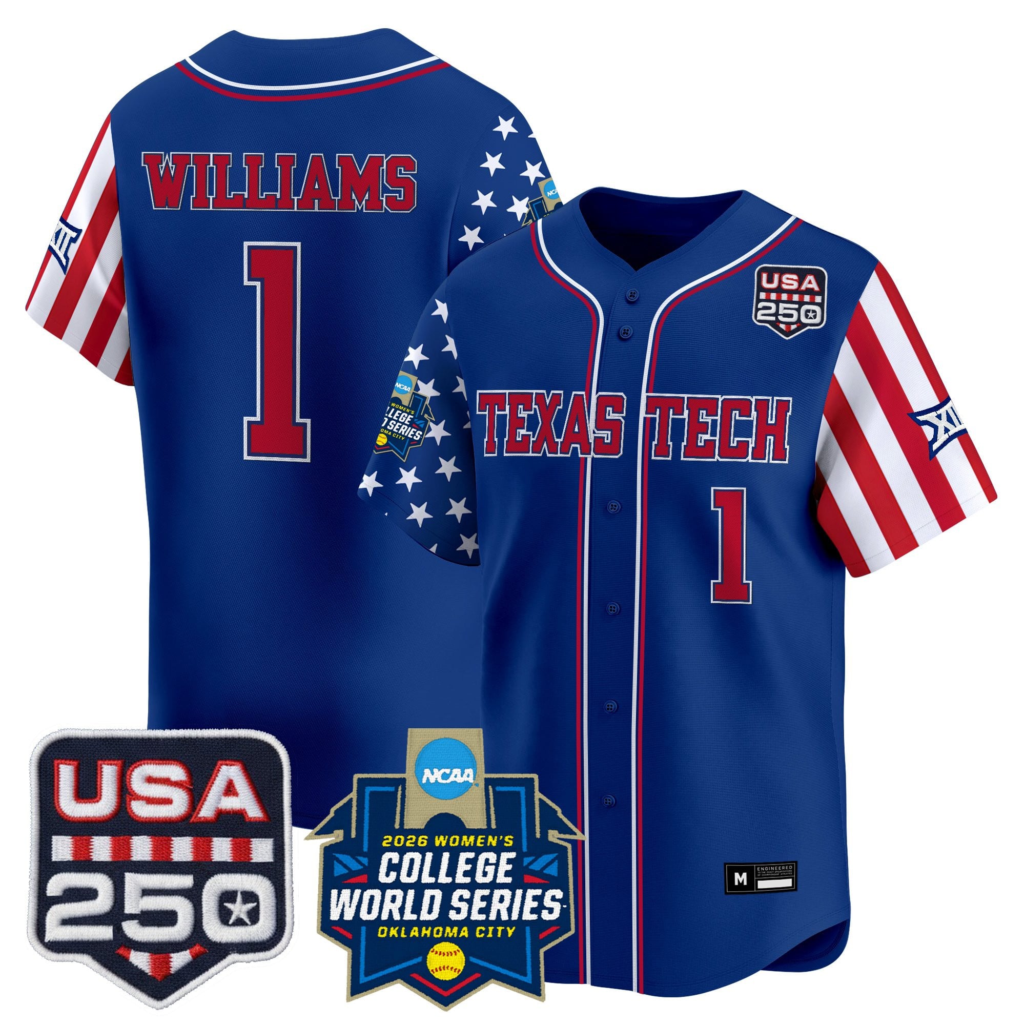 Men's Size - Texas Tech Red Raiders "America 250 Edition" Vapor Premier Limited Jersey - 2026 World Series (WCWS) - All Stitched