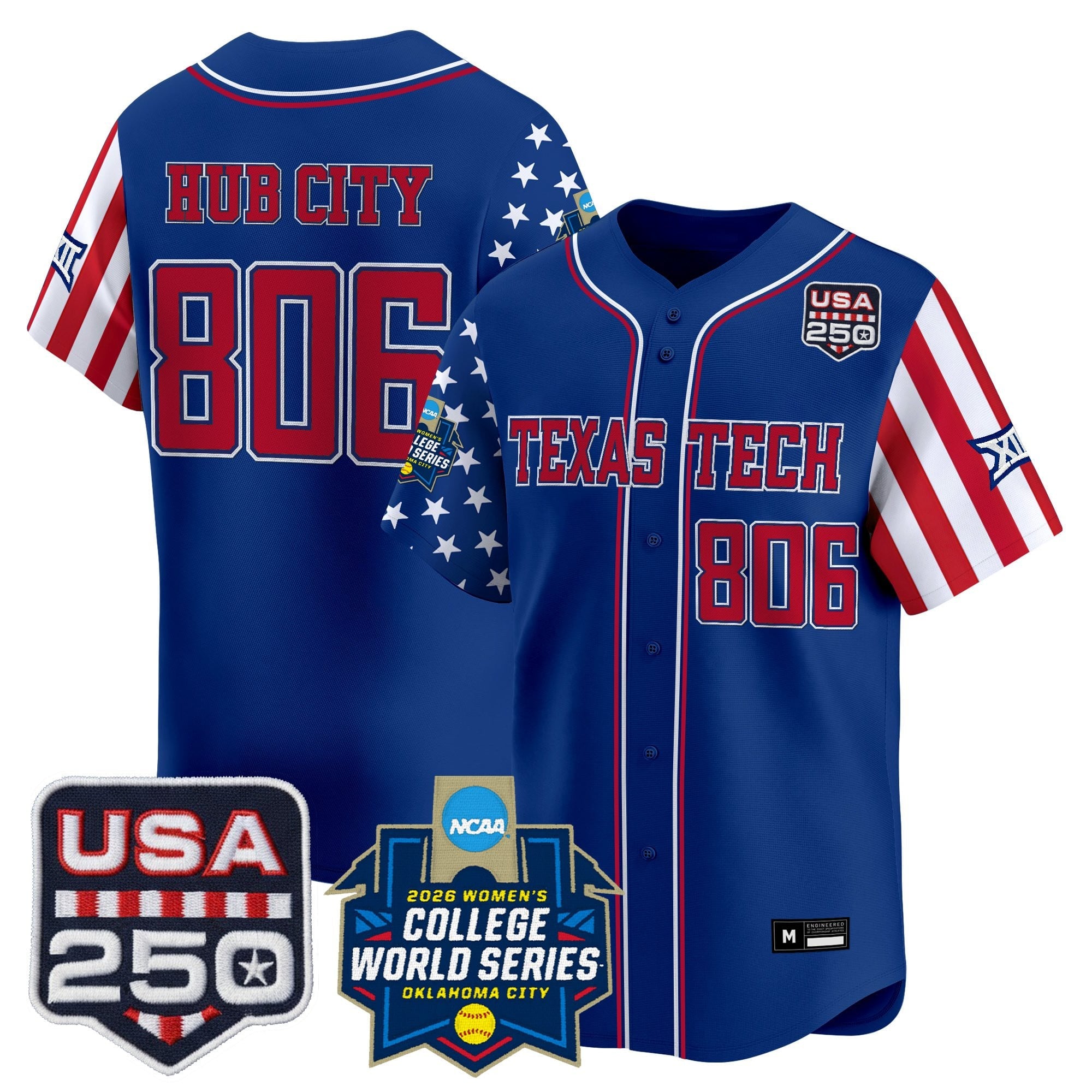 Men's Size - Texas Tech Red Raiders "America 250 Edition" Vapor Premier Limited Jersey - 2026 World Series (WCWS) - All Stitched