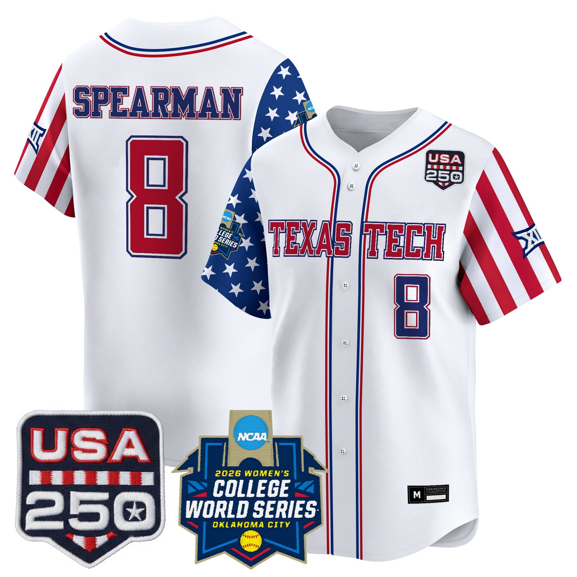 Men's Size - Texas Tech Red Raiders "America 250 Edition" Vapor Premier Limited Jersey - 2026 World Series (WCWS) - All Stitched