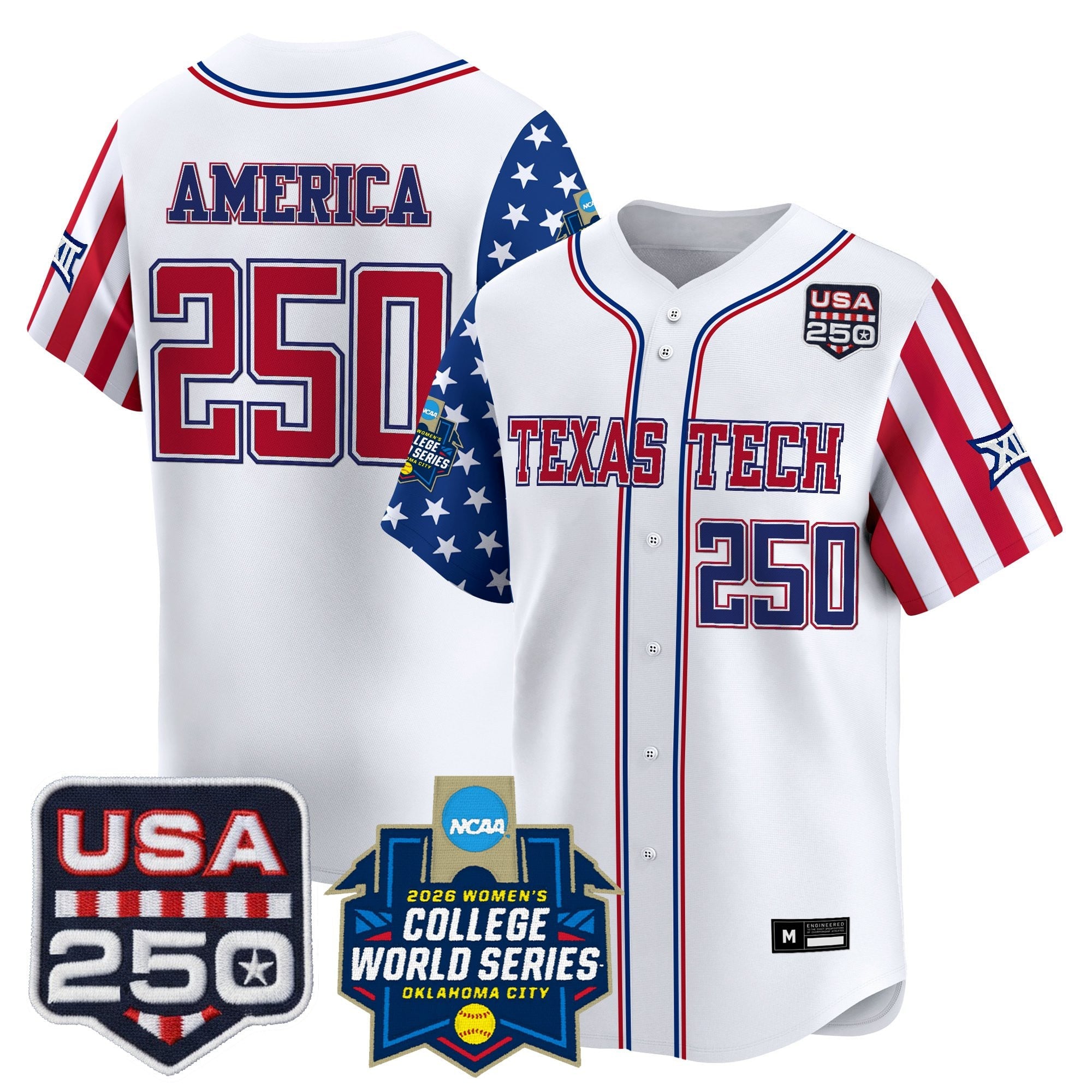 Men's Size - Texas Tech Red Raiders "America 250 Edition" Vapor Premier Limited Jersey - 2026 World Series (WCWS) - All Stitched