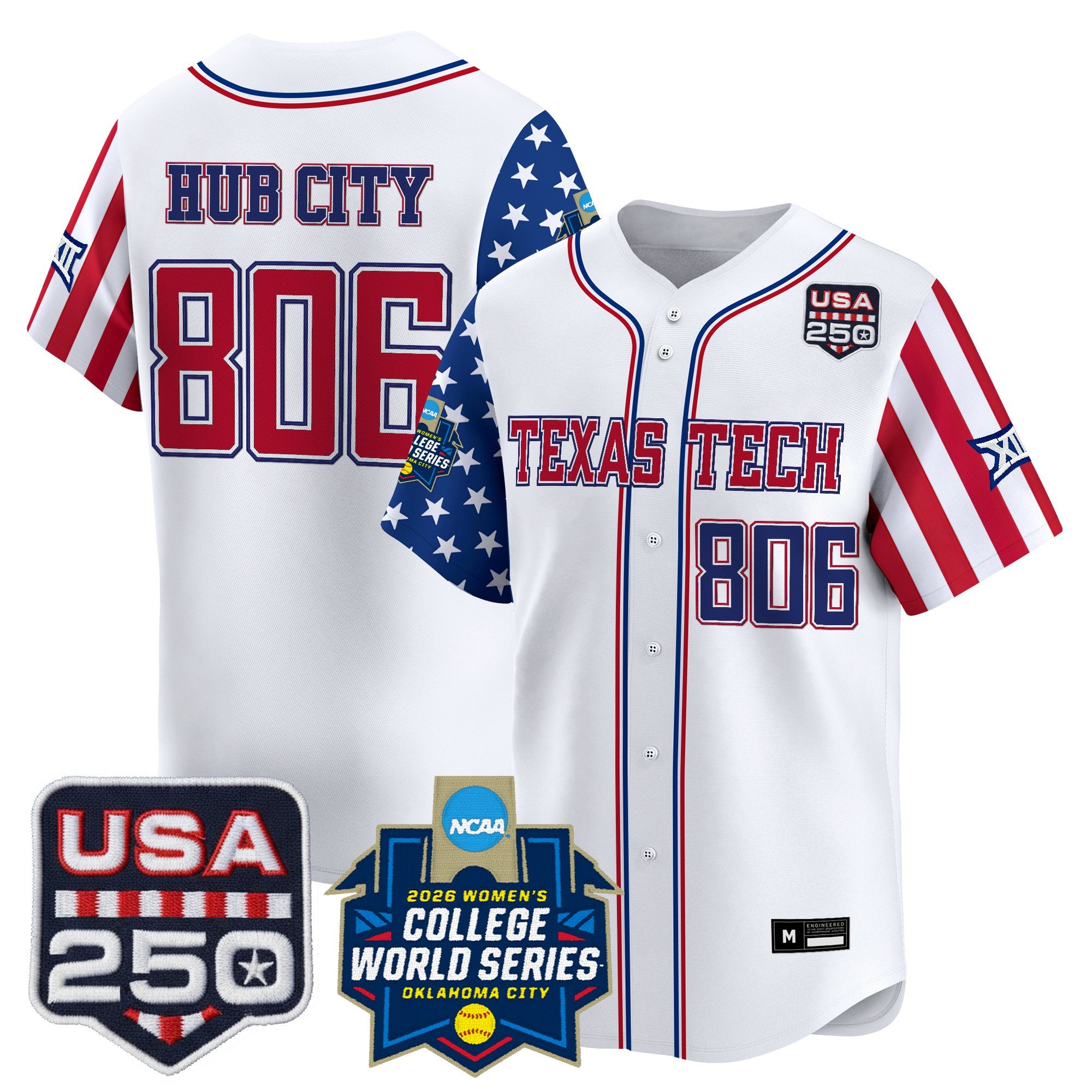 Men's Size - Texas Tech Red Raiders "America 250 Edition" Vapor Premier Limited Jersey - 2026 World Series (WCWS) - All Stitched