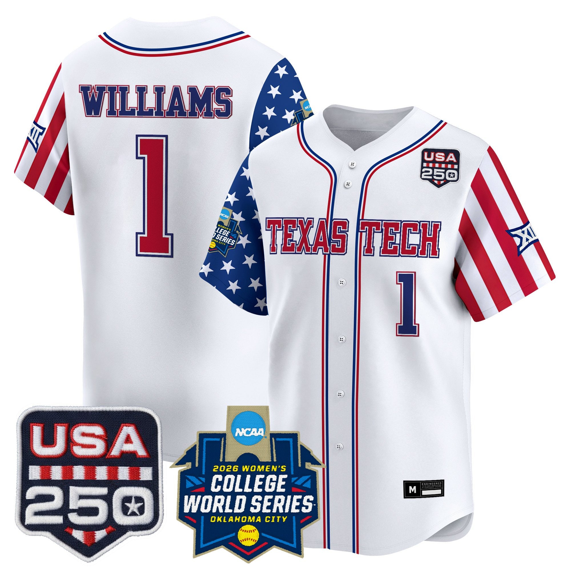 Men's Size - Texas Tech Red Raiders "America 250 Edition" Vapor Premier Limited Jersey - 2026 World Series (WCWS) - All Stitched