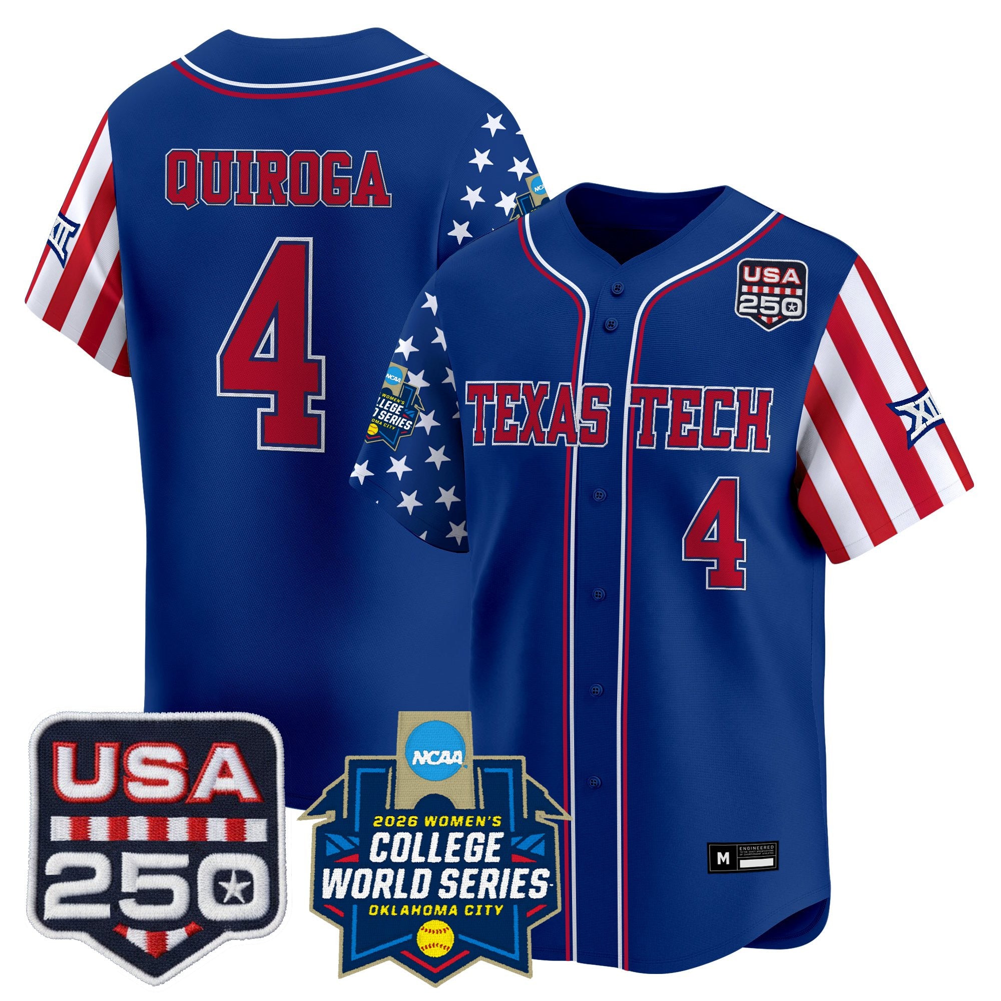 Men's Size - Texas Tech Red Raiders "America 250 Edition" Vapor Premier Limited Jersey - 2026 World Series (WCWS) - All Stitched