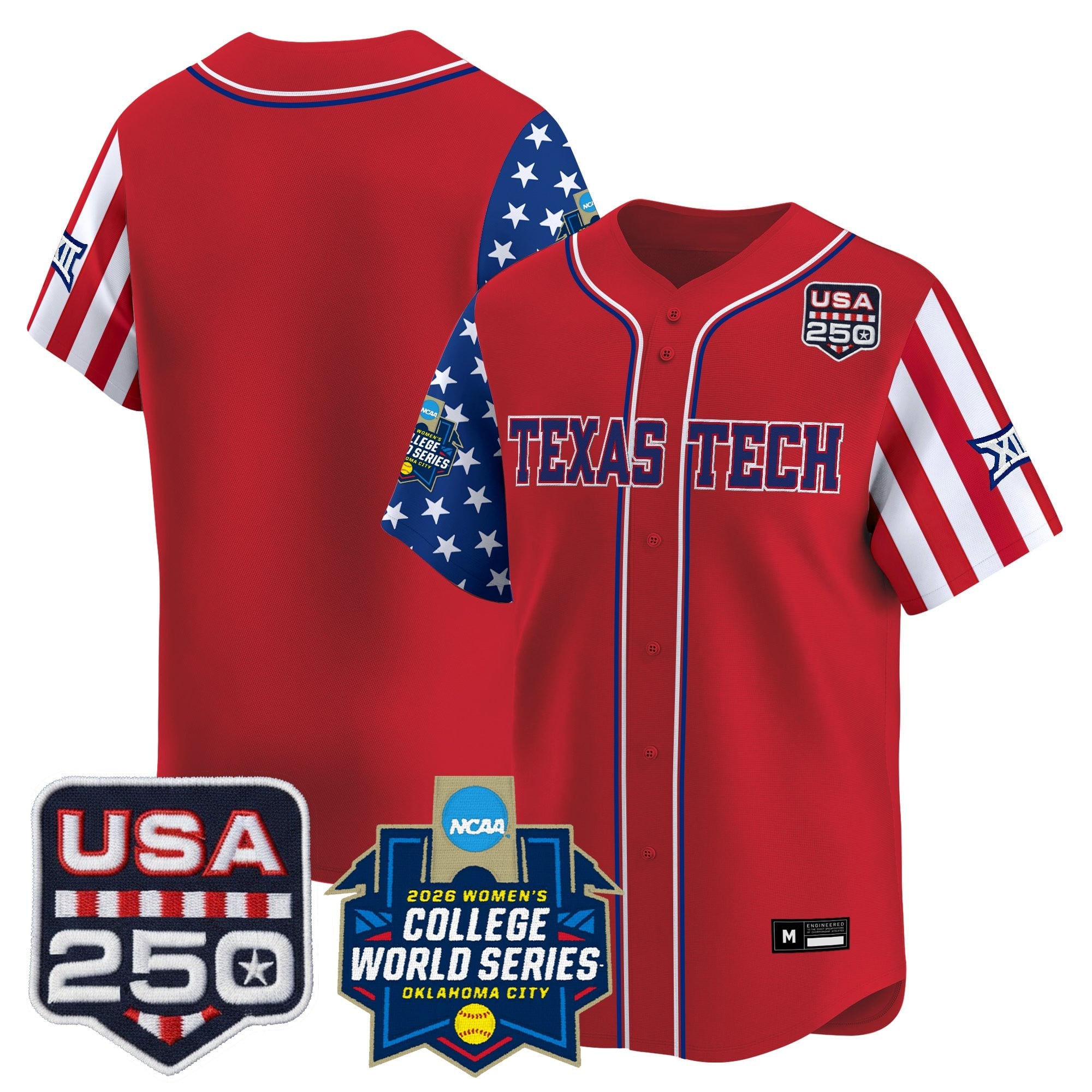 Men's Size - Texas Tech Red Raiders "America 250 Edition" Vapor Premier Limited Jersey - 2026 World Series (WCWS) - All Stitched