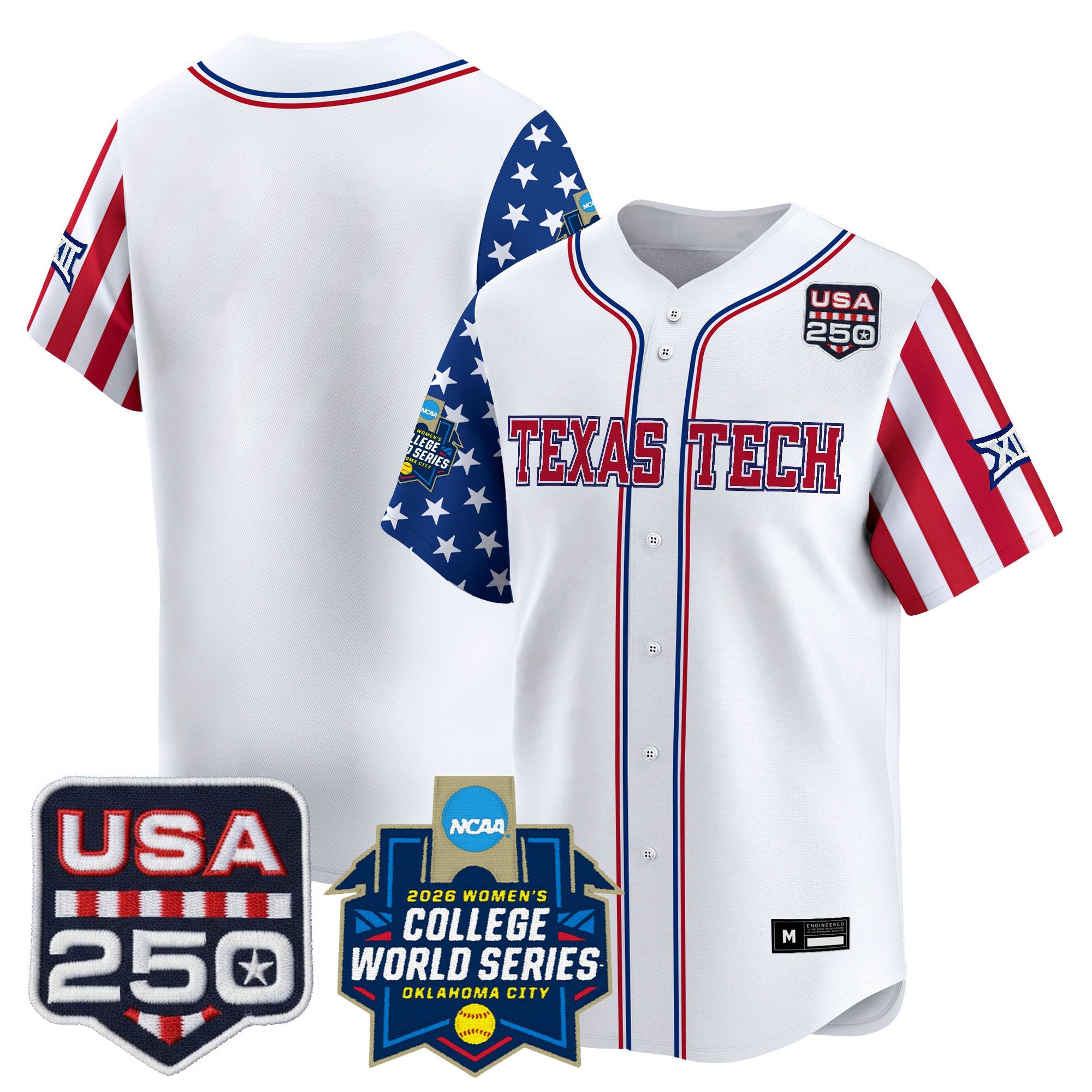 Men's Size - Texas Tech Red Raiders "America 250 Edition" Vapor Premier Limited Jersey - 2026 World Series (WCWS) - All Stitched
