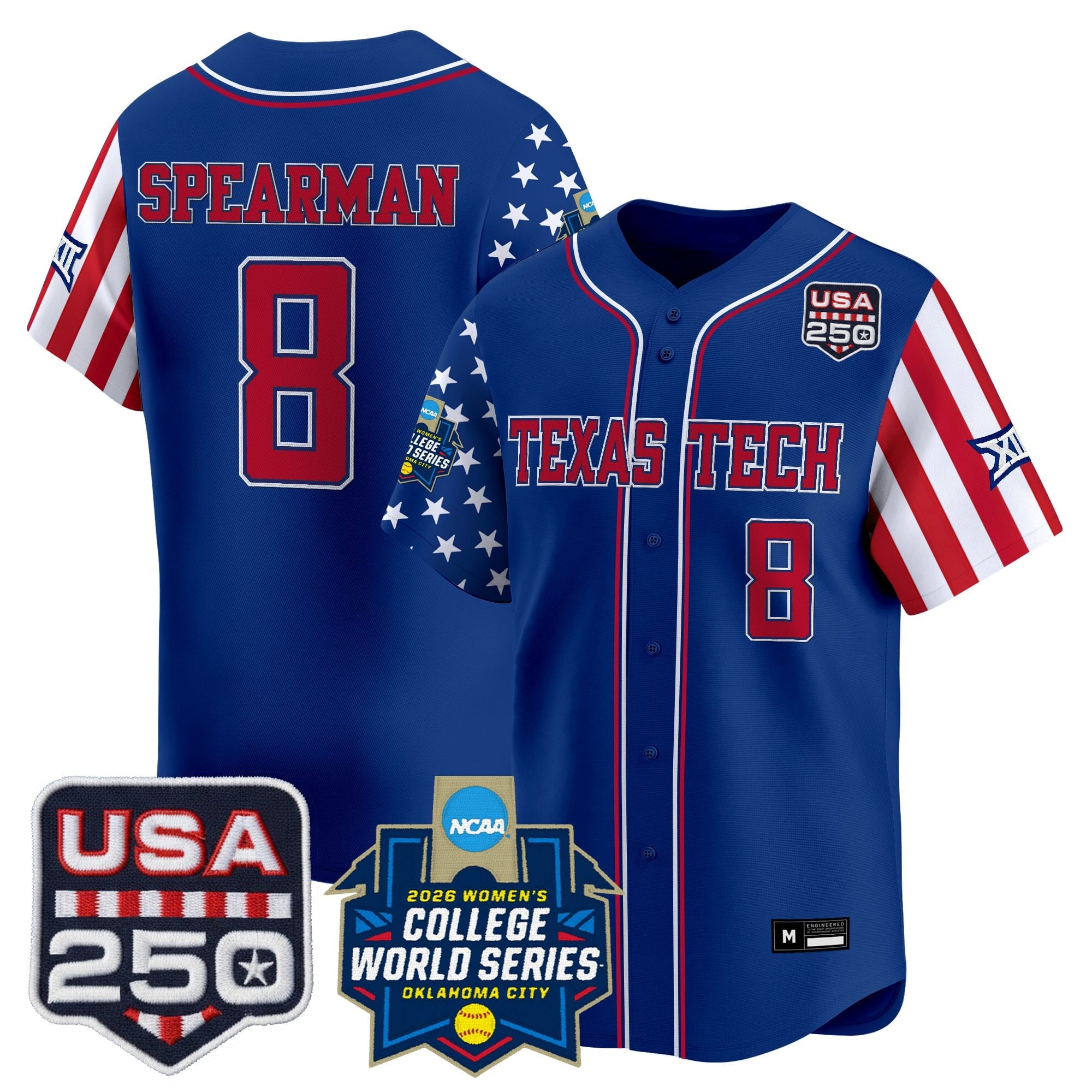 Men's Size - Texas Tech Red Raiders "America 250 Edition" Vapor Premier Limited Jersey - 2026 World Series (WCWS) - All Stitched