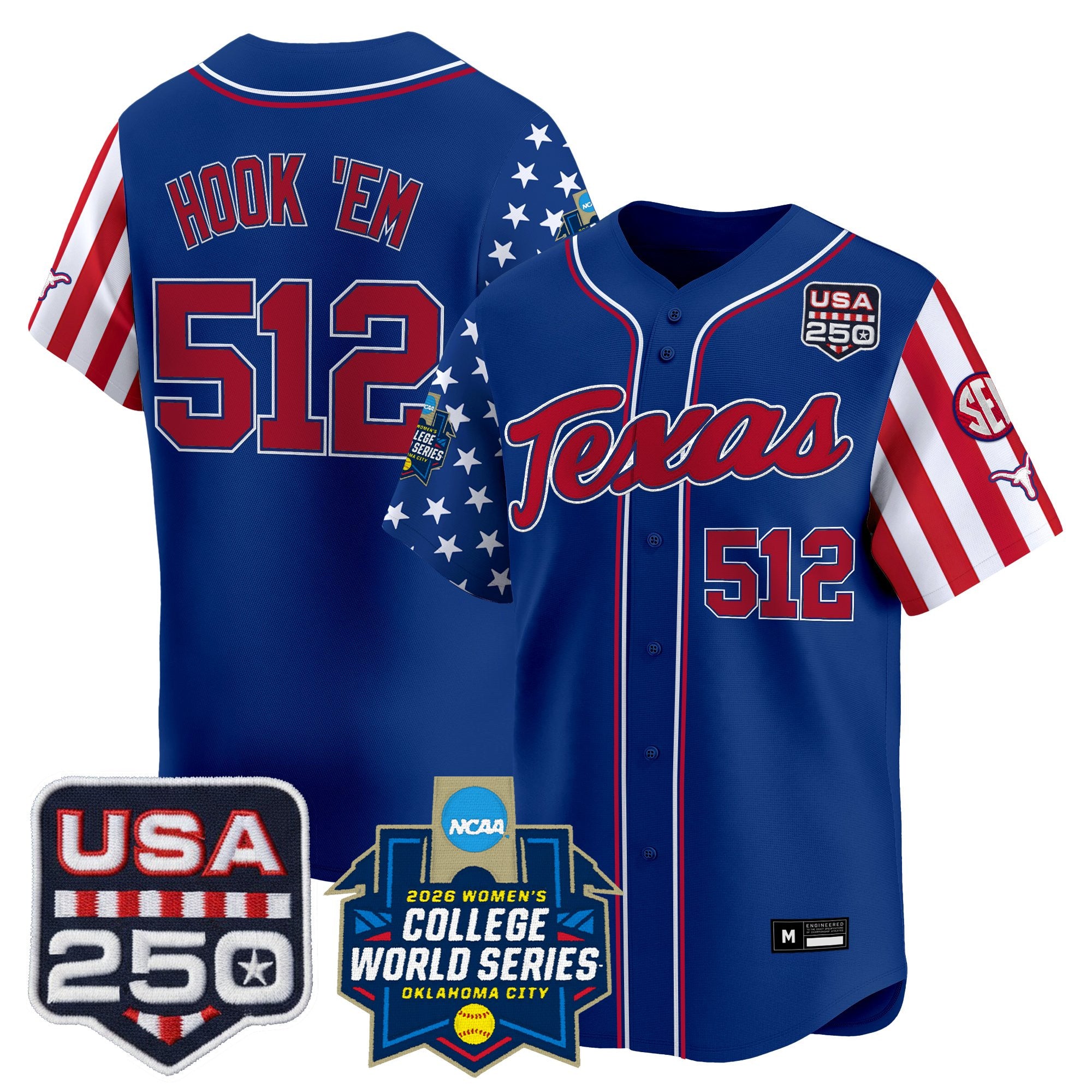 Men's Size -Texas Longhorn "America 250 Edition" Vapor Premier Limited Jersey - 2026 World Series (WCWS) - All Stitched