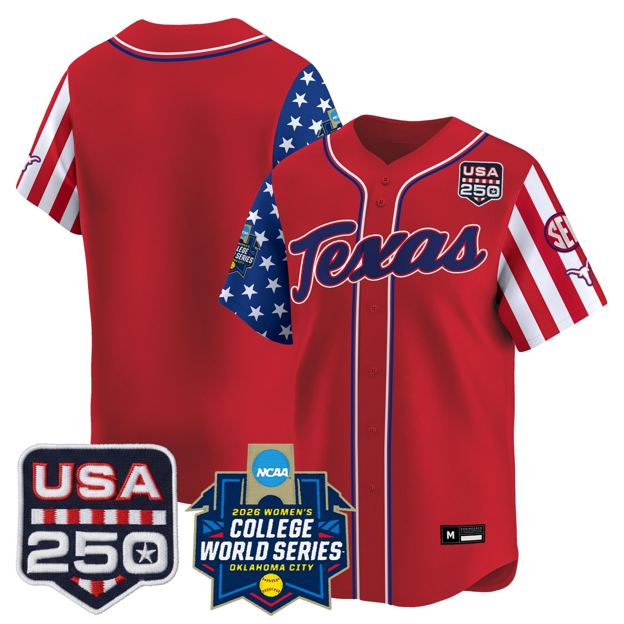 Men's Size -Texas Longhorn "America 250 Edition" Vapor Premier Limited Jersey - 2026 World Series (WCWS) - All Stitched