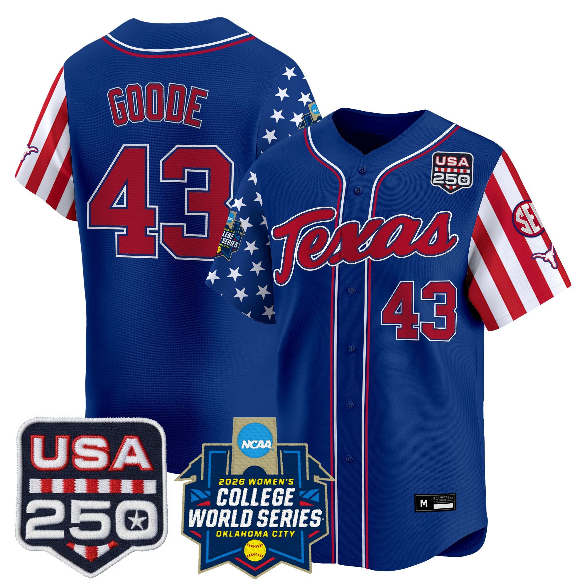 Men's Size -Texas Longhorn "America 250 Edition" Vapor Premier Limited Jersey - 2026 World Series (WCWS) - All Stitched