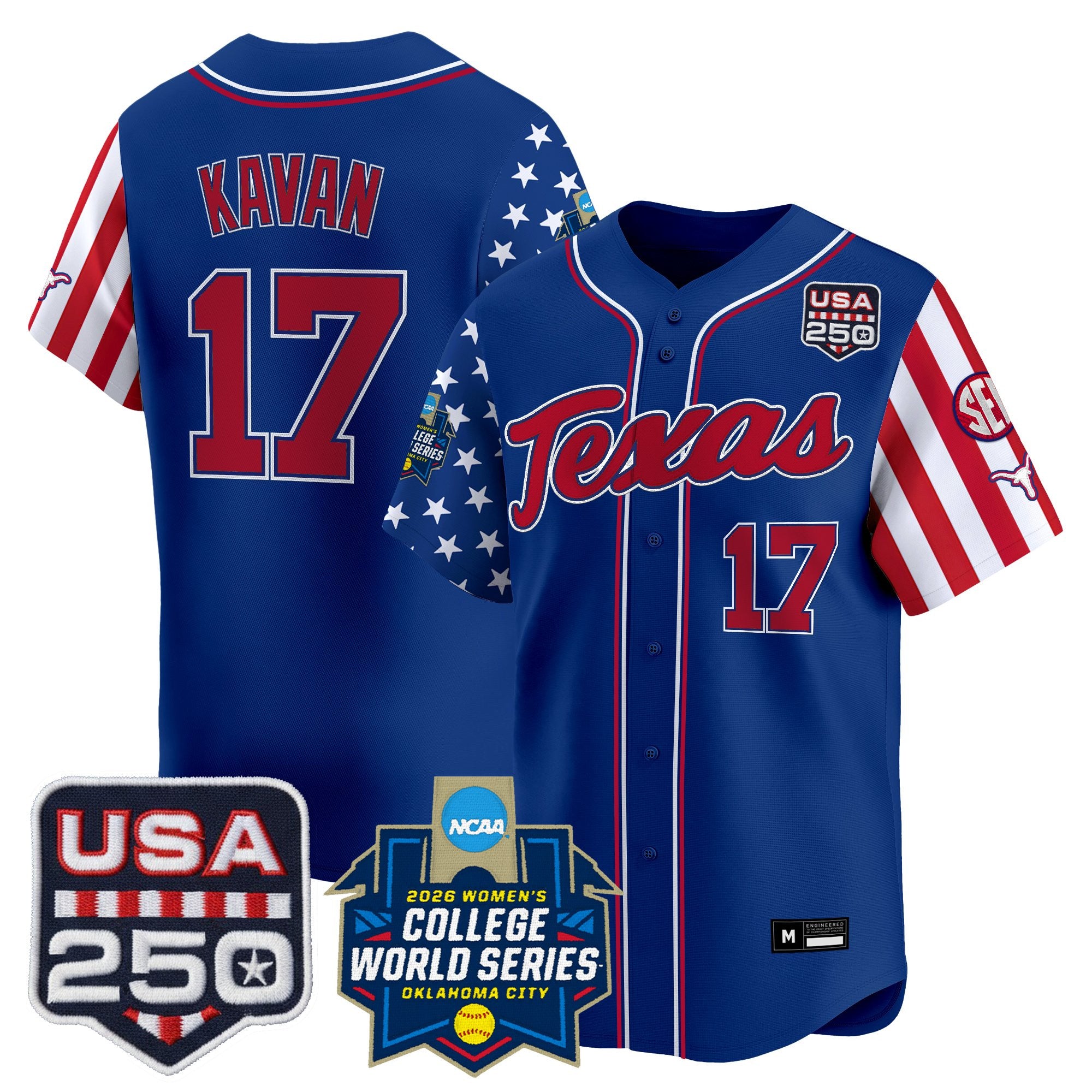 Men's Size -Texas Longhorn "America 250 Edition" Vapor Premier Limited Jersey - 2026 World Series (WCWS) - All Stitched