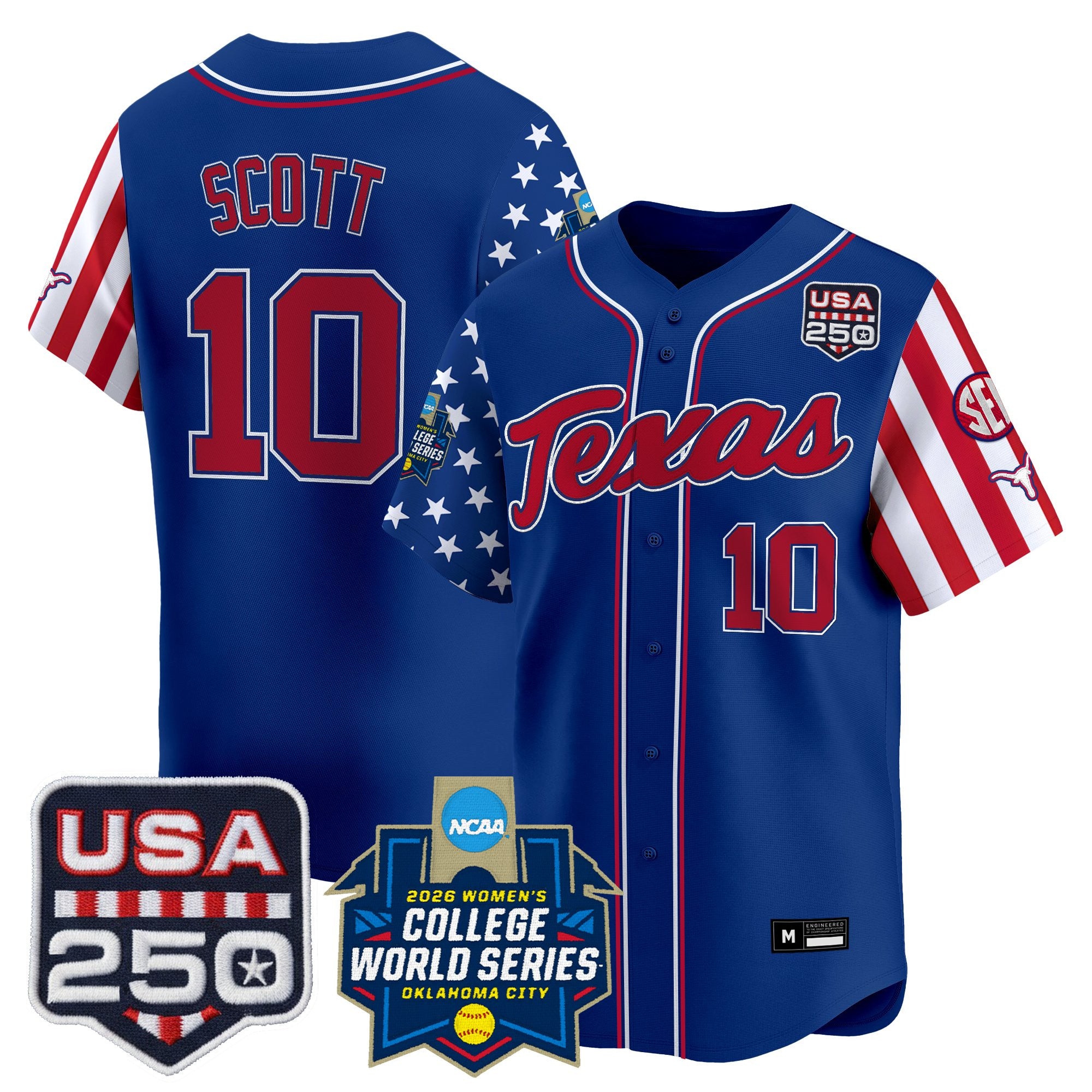 Men's Size -Texas Longhorn "America 250 Edition" Vapor Premier Limited Jersey - 2026 World Series (WCWS) - All Stitched