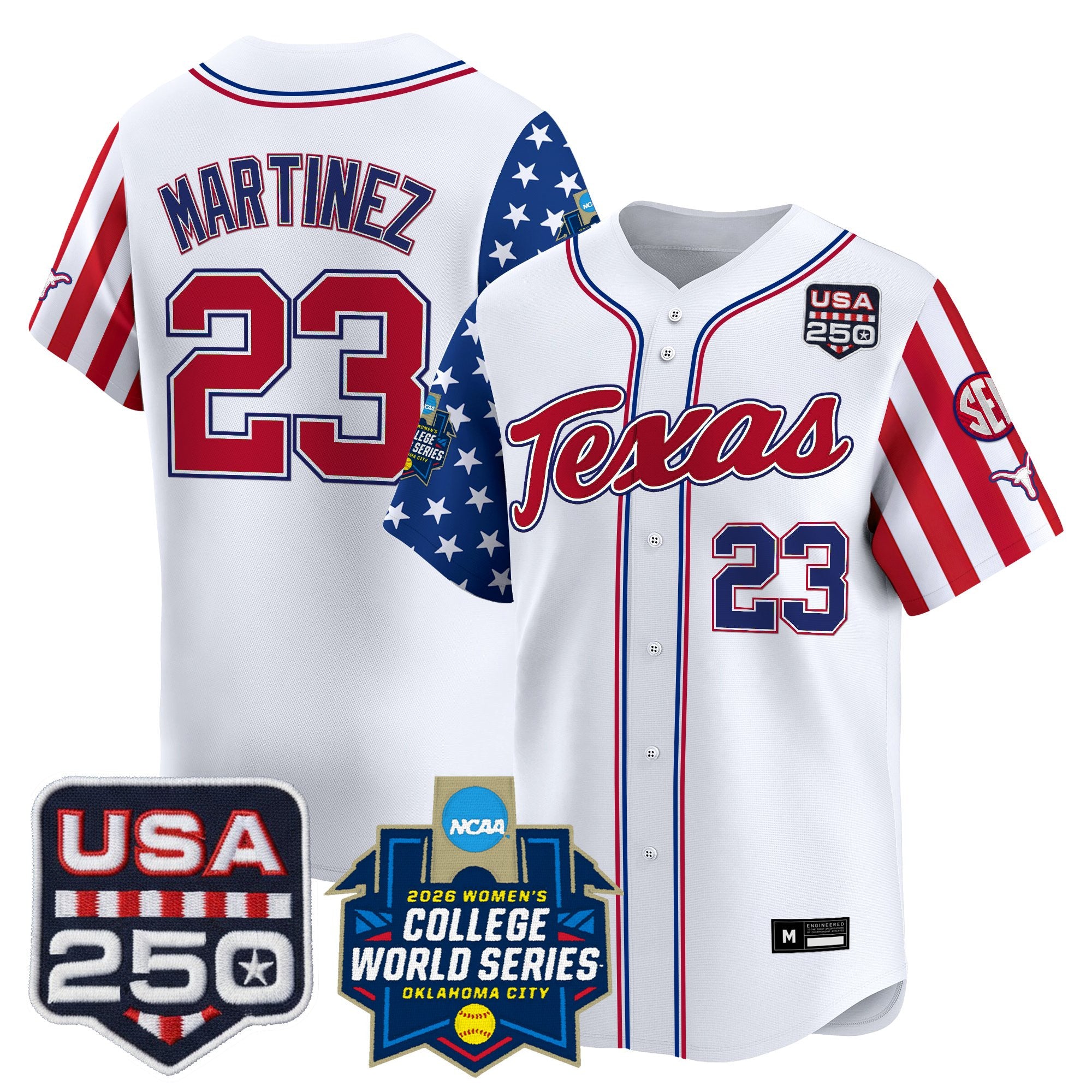 Men's Size -Texas Longhorn "America 250 Edition" Vapor Premier Limited Jersey - 2026 World Series (WCWS) - All Stitched