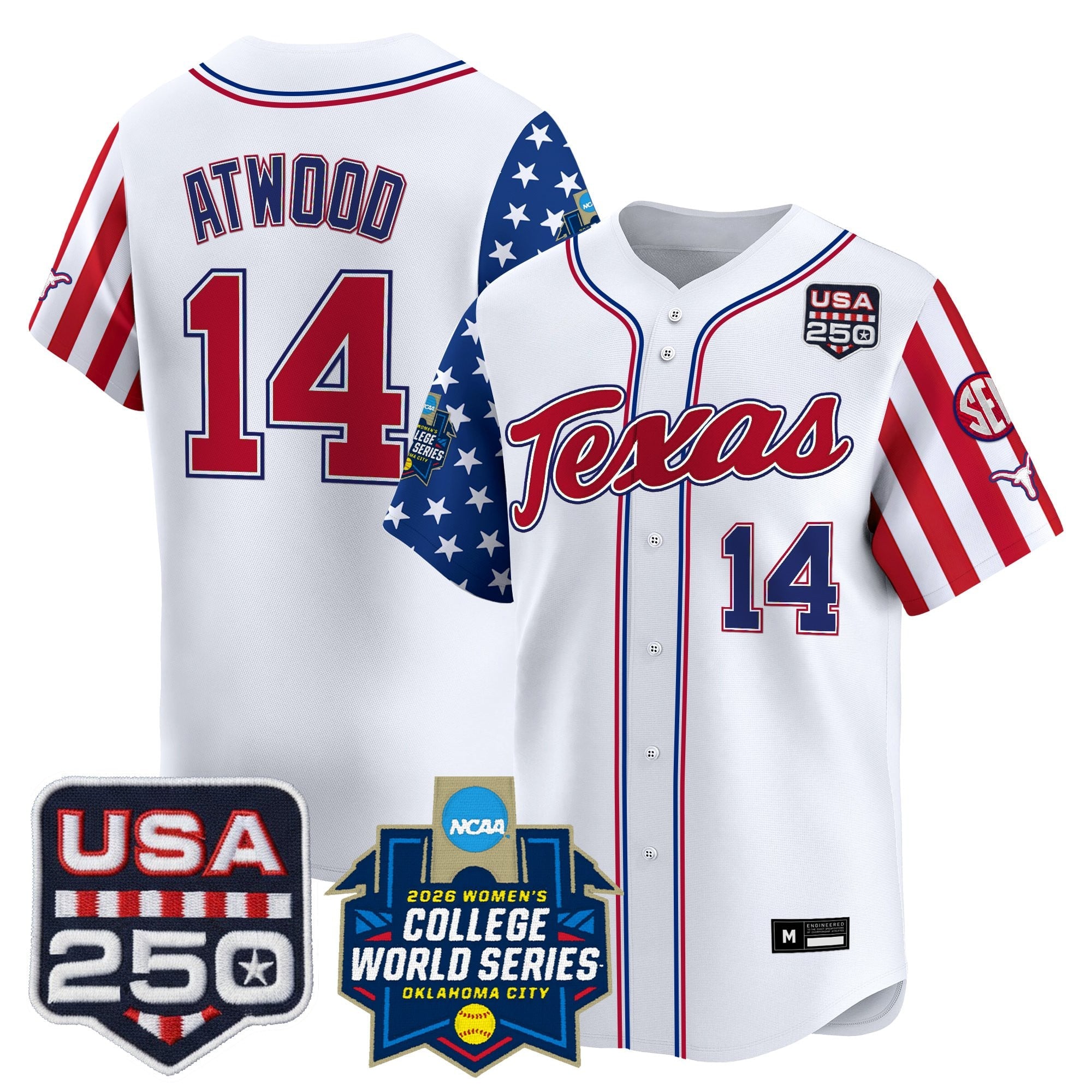 Men's Size -Texas Longhorn "America 250 Edition" Vapor Premier Limited Jersey - 2026 World Series (WCWS) - All Stitched
