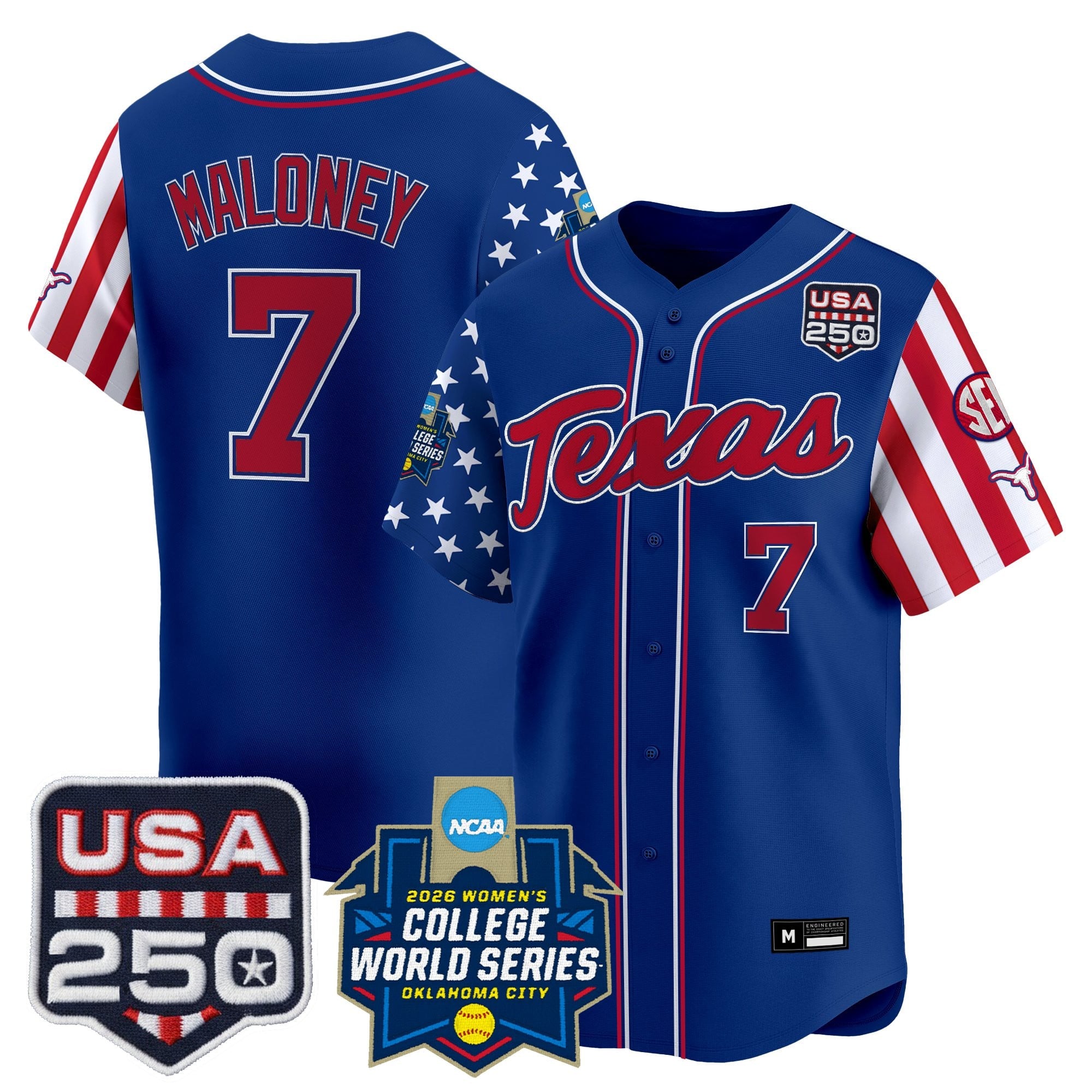 Men's Size -Texas Longhorn "America 250 Edition" Vapor Premier Limited Jersey - 2026 World Series (WCWS) - All Stitched