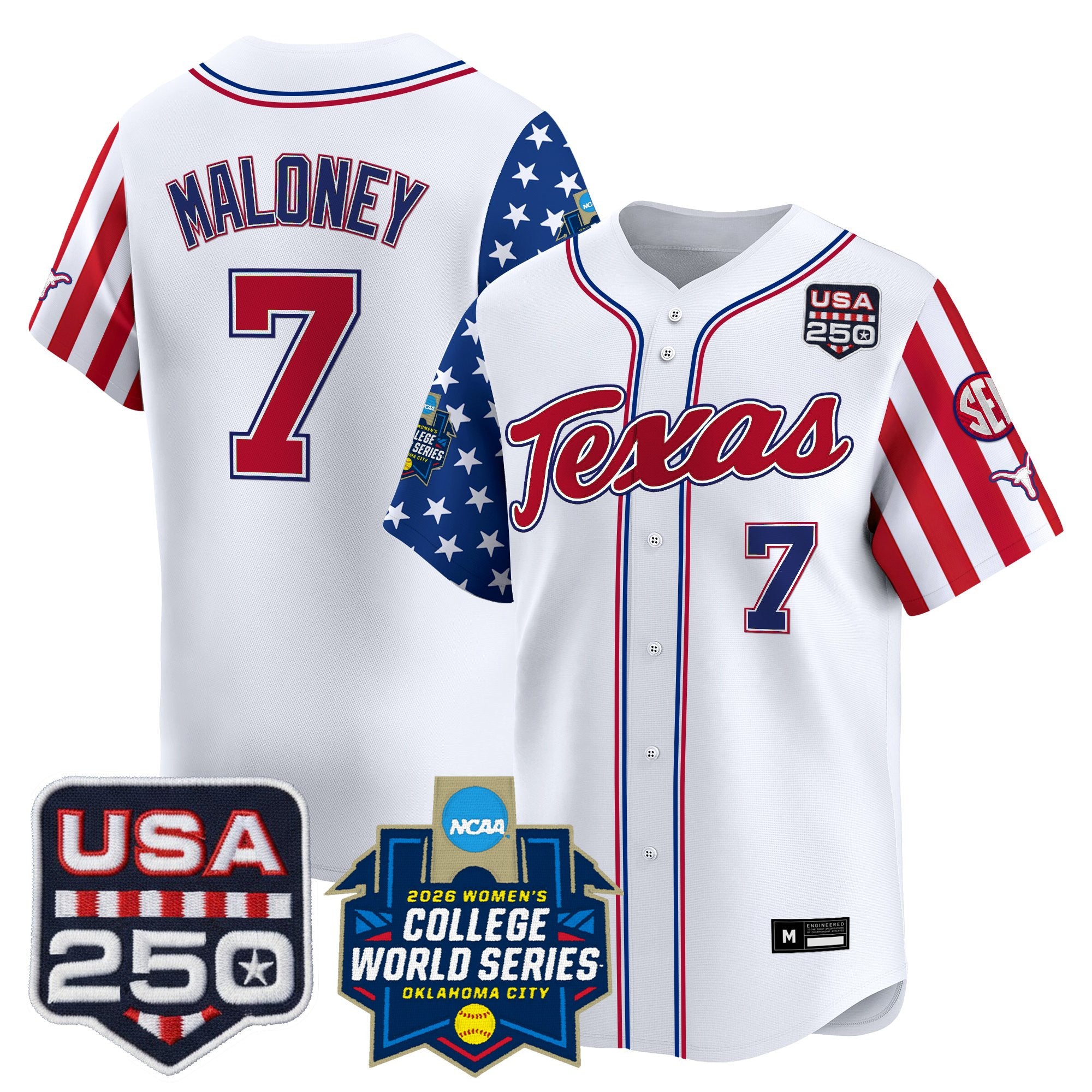 Men's Size -Texas Longhorn "America 250 Edition" Vapor Premier Limited Jersey - 2026 World Series (WCWS) - All Stitched