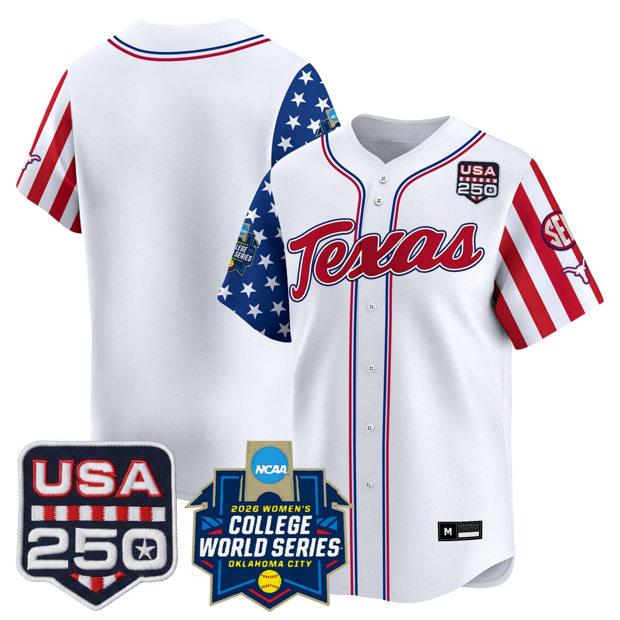 Men's Size -Texas Longhorn "America 250 Edition" Vapor Premier Limited Jersey - 2026 World Series (WCWS) - All Stitched