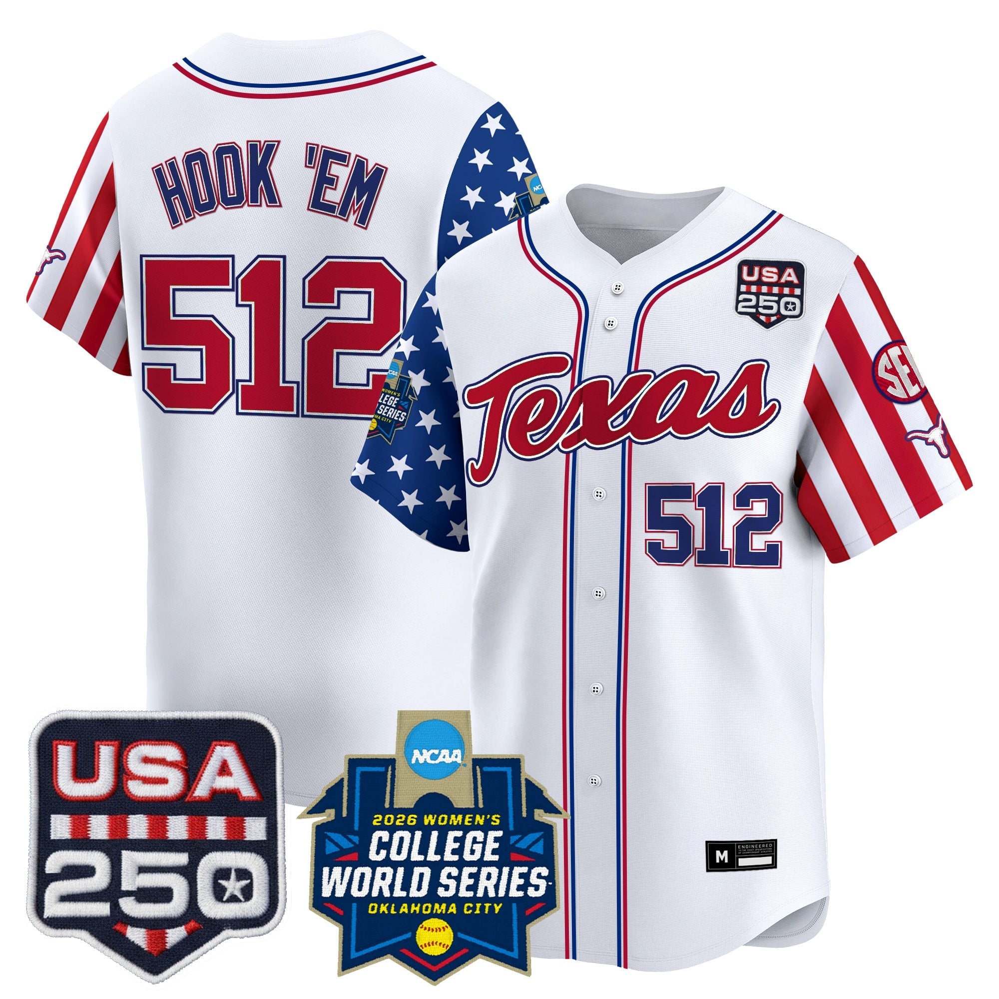 Men's Size -Texas Longhorn "America 250 Edition" Vapor Premier Limited Jersey - 2026 World Series (WCWS) - All Stitched