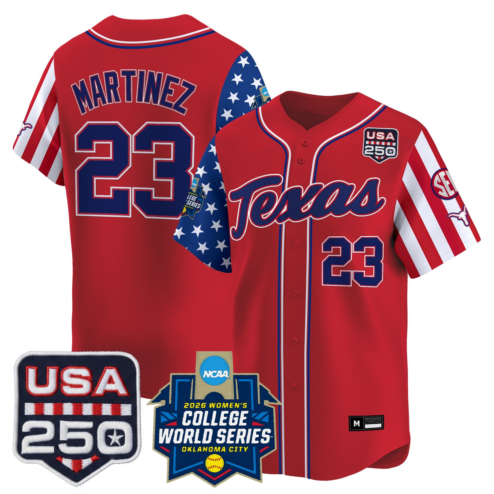 Men's Size -Texas Longhorn "America 250 Edition" Vapor Premier Limited Jersey - 2026 World Series (WCWS) - All Stitched