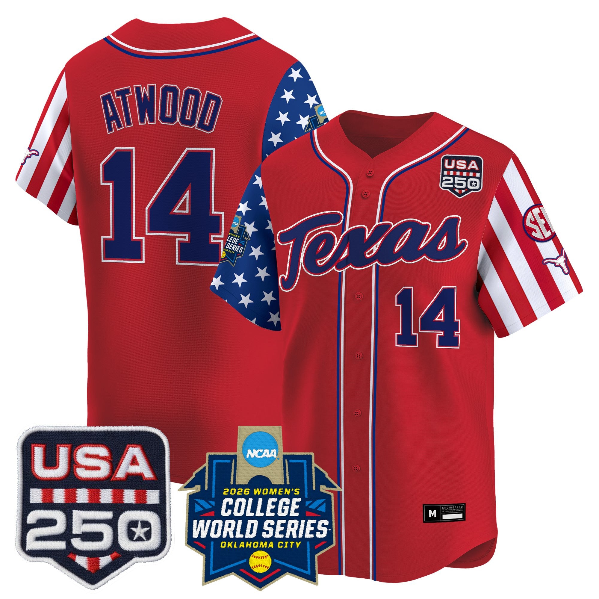 Men's Size -Texas Longhorn "America 250 Edition" Vapor Premier Limited Jersey - 2026 World Series (WCWS) - All Stitched