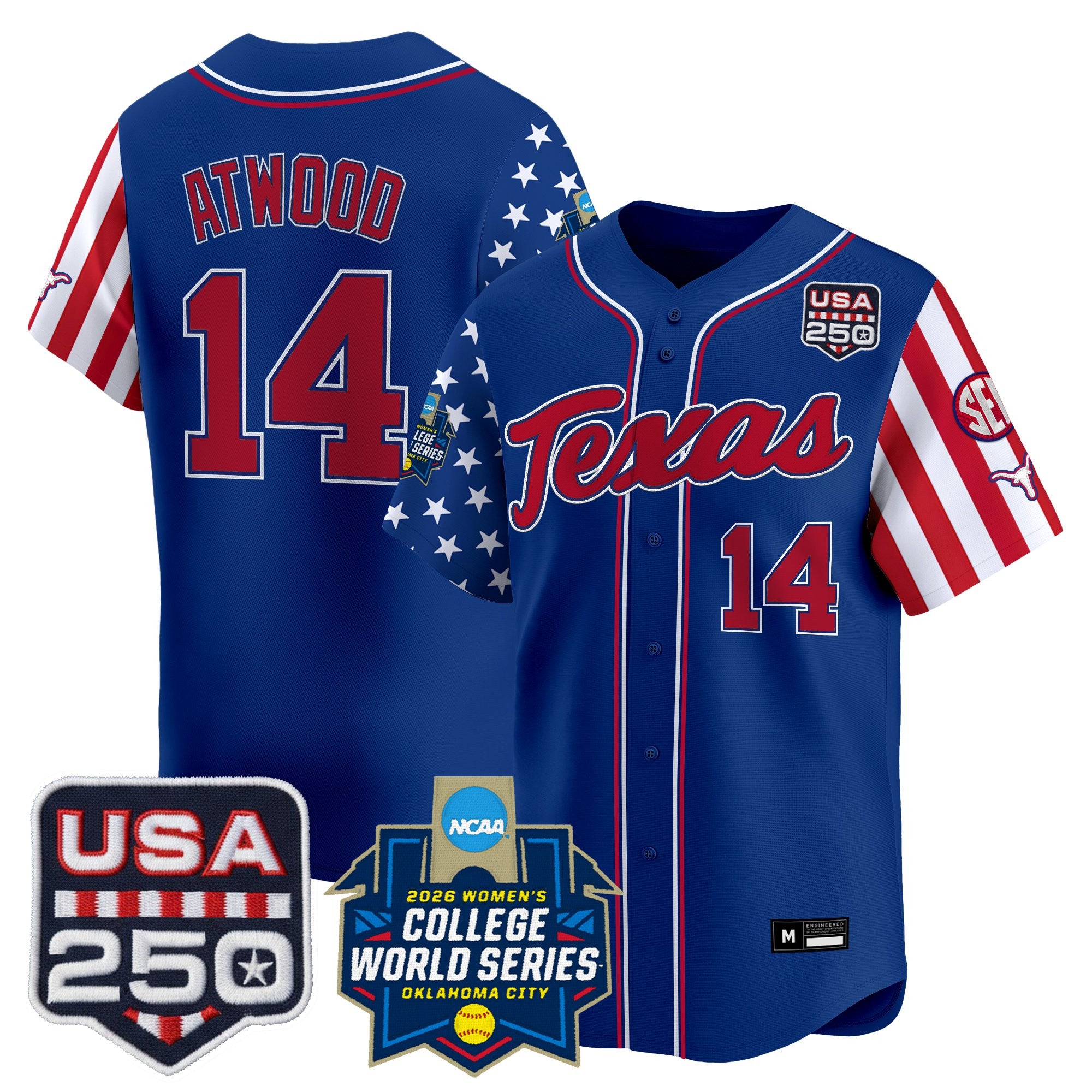 Men's Size -Texas Longhorn "America 250 Edition" Vapor Premier Limited Jersey - 2026 World Series (WCWS) - All Stitched