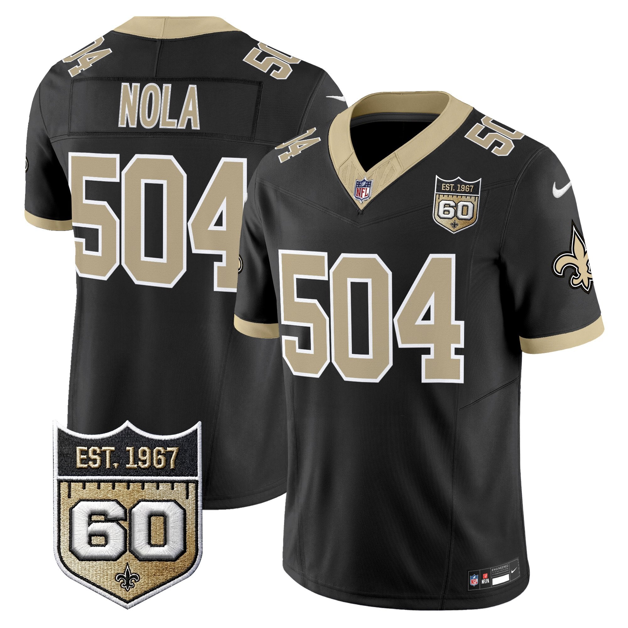 Men's New Orleans Saints 60th Anniversary Patch Vapor Jersey - Gameday Golds Edition - All Stitched
