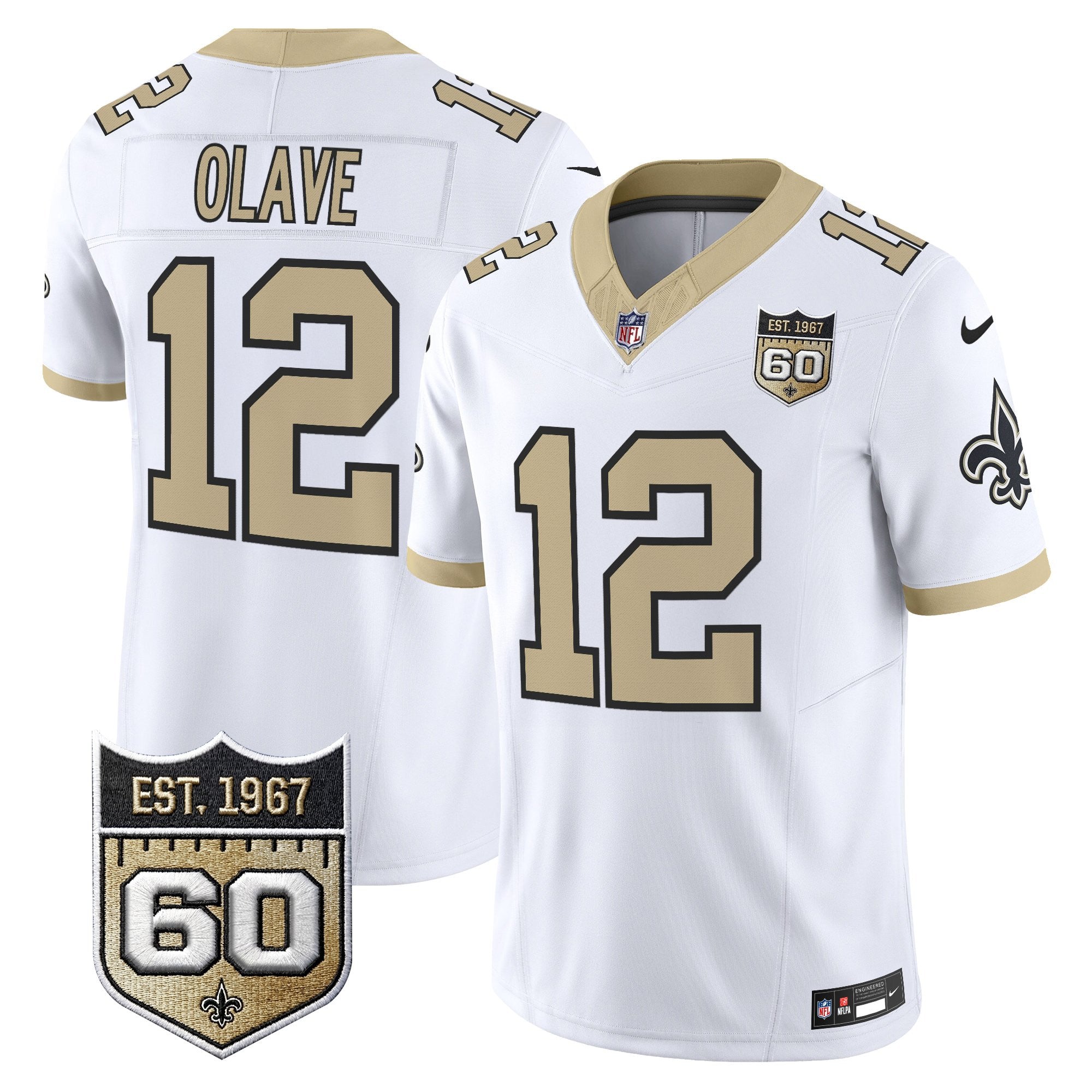 Men's New Orleans Saints 60th Anniversary Patch Vapor Jersey - Gameday Golds Edition - All Stitched