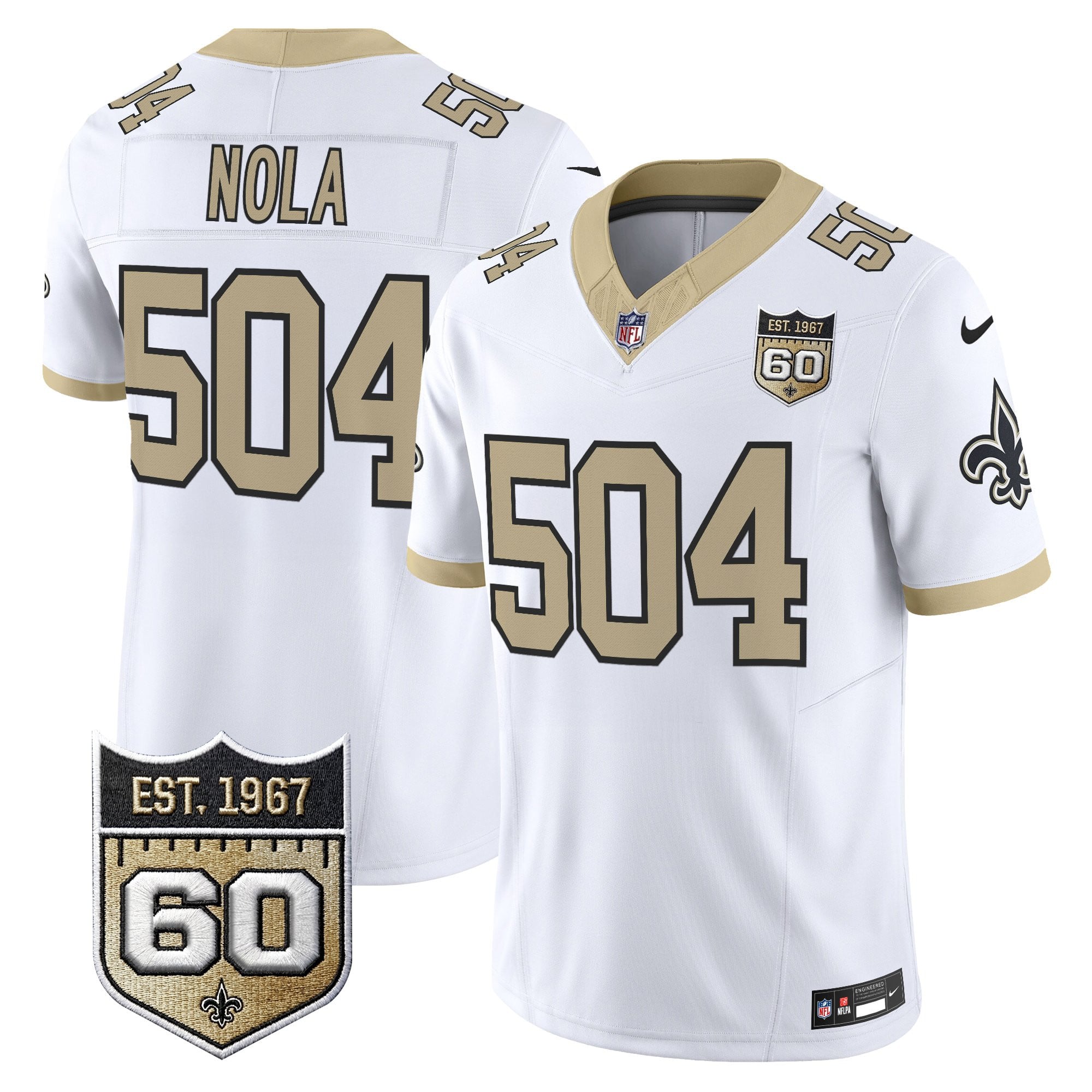 Men's New Orleans Saints 60th Anniversary Patch Vapor Jersey - Gameday Golds Edition - All Stitched
