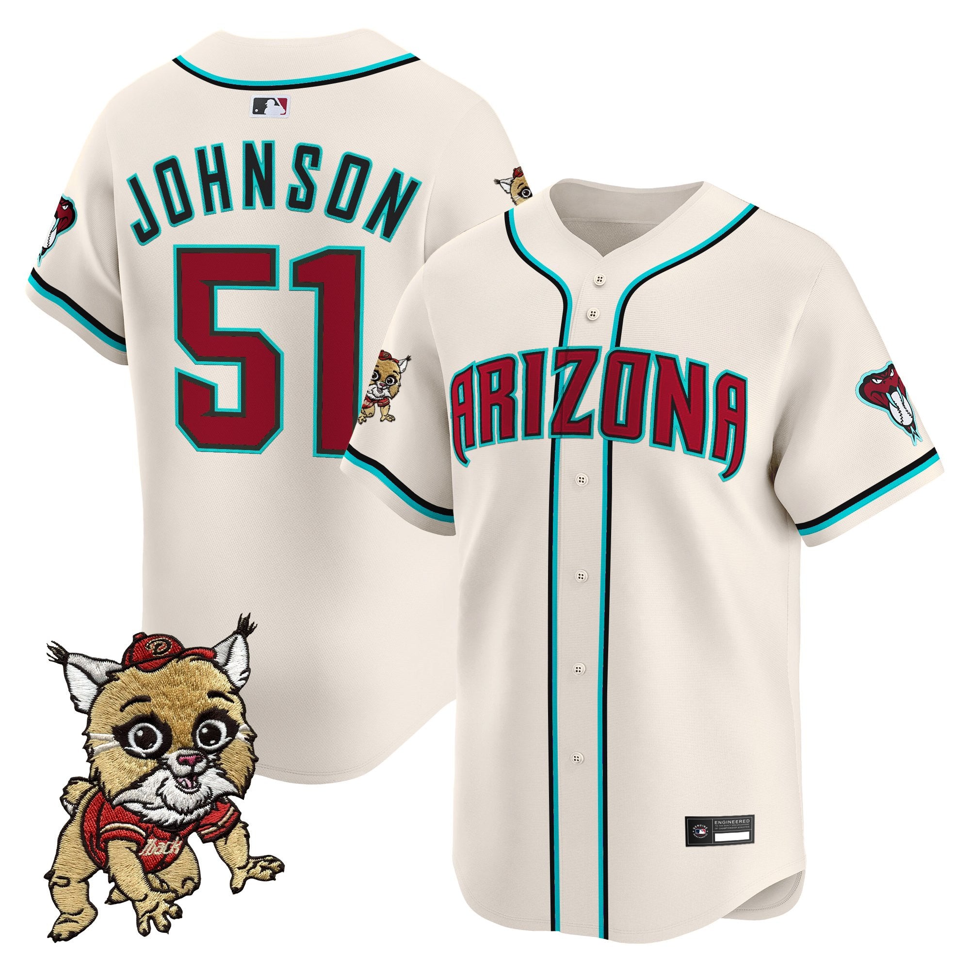 Men's Diamondbacks Baxter The Bobcat Patch Vapor Premier Limited Jersey - All Stitched