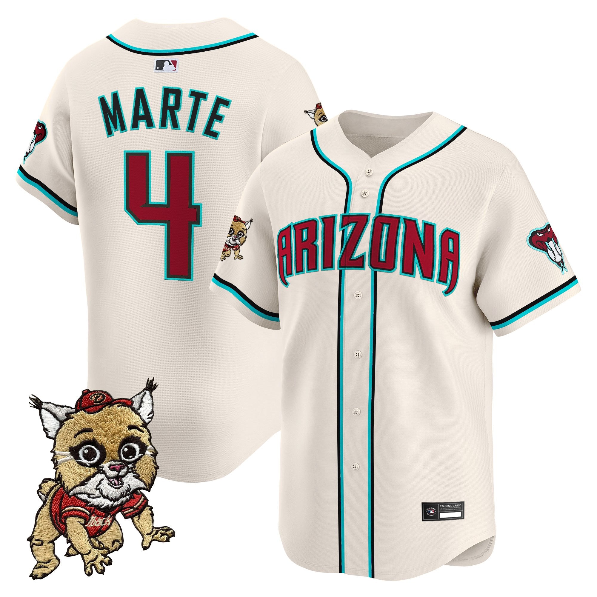 Men's Diamondbacks Baxter The Bobcat Patch Vapor Premier Limited Jersey - All Stitched