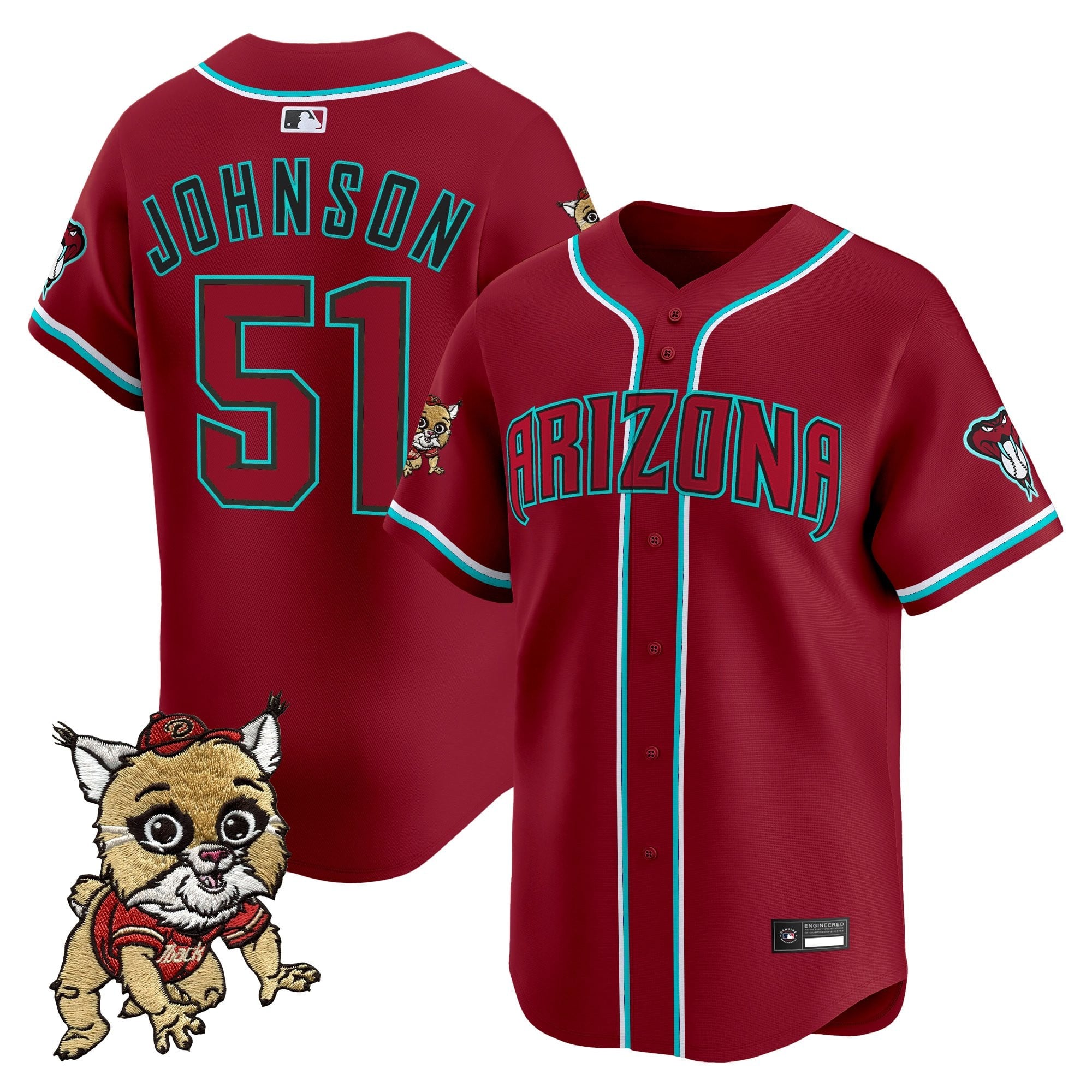 Men's Diamondbacks Baxter The Bobcat Patch Vapor Premier Limited Jersey - All Stitched