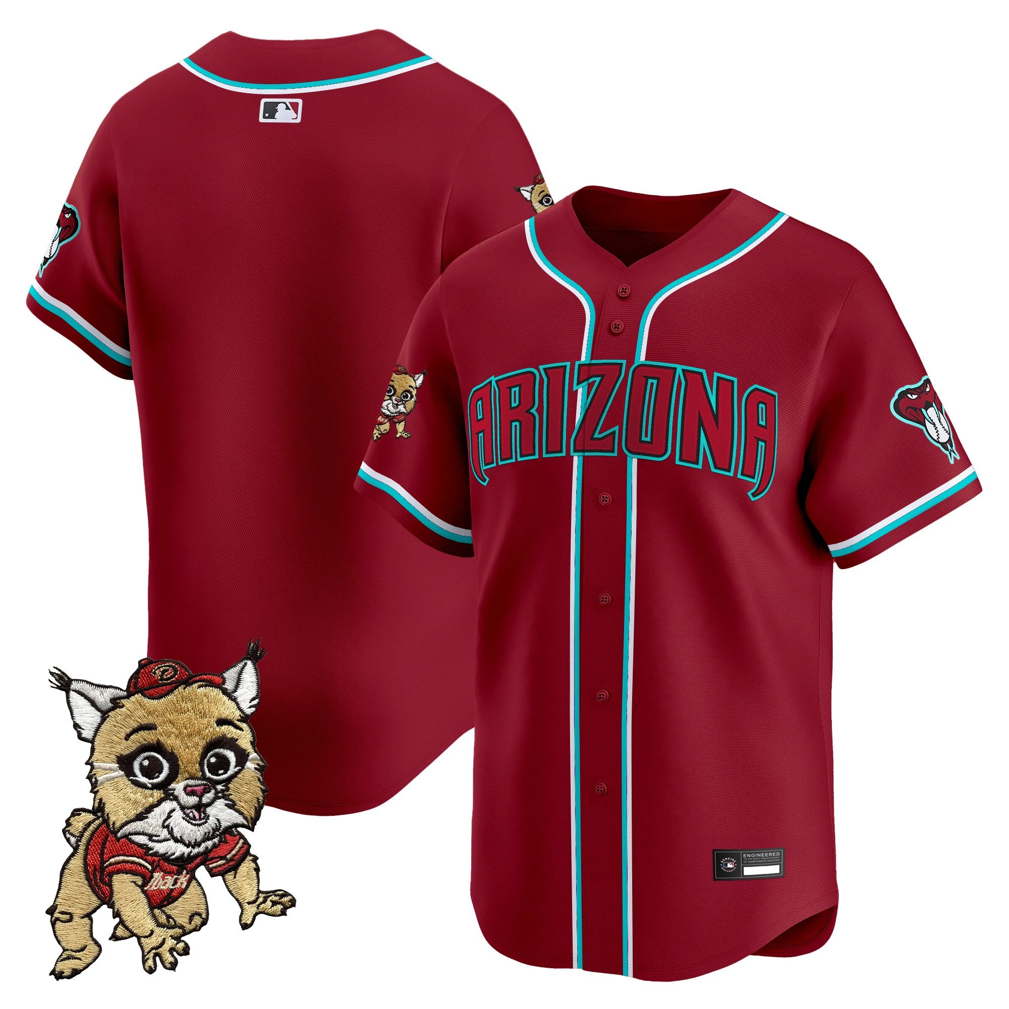 Men's Diamondbacks Baxter The Bobcat Patch Vapor Premier Limited Jersey - All Stitched