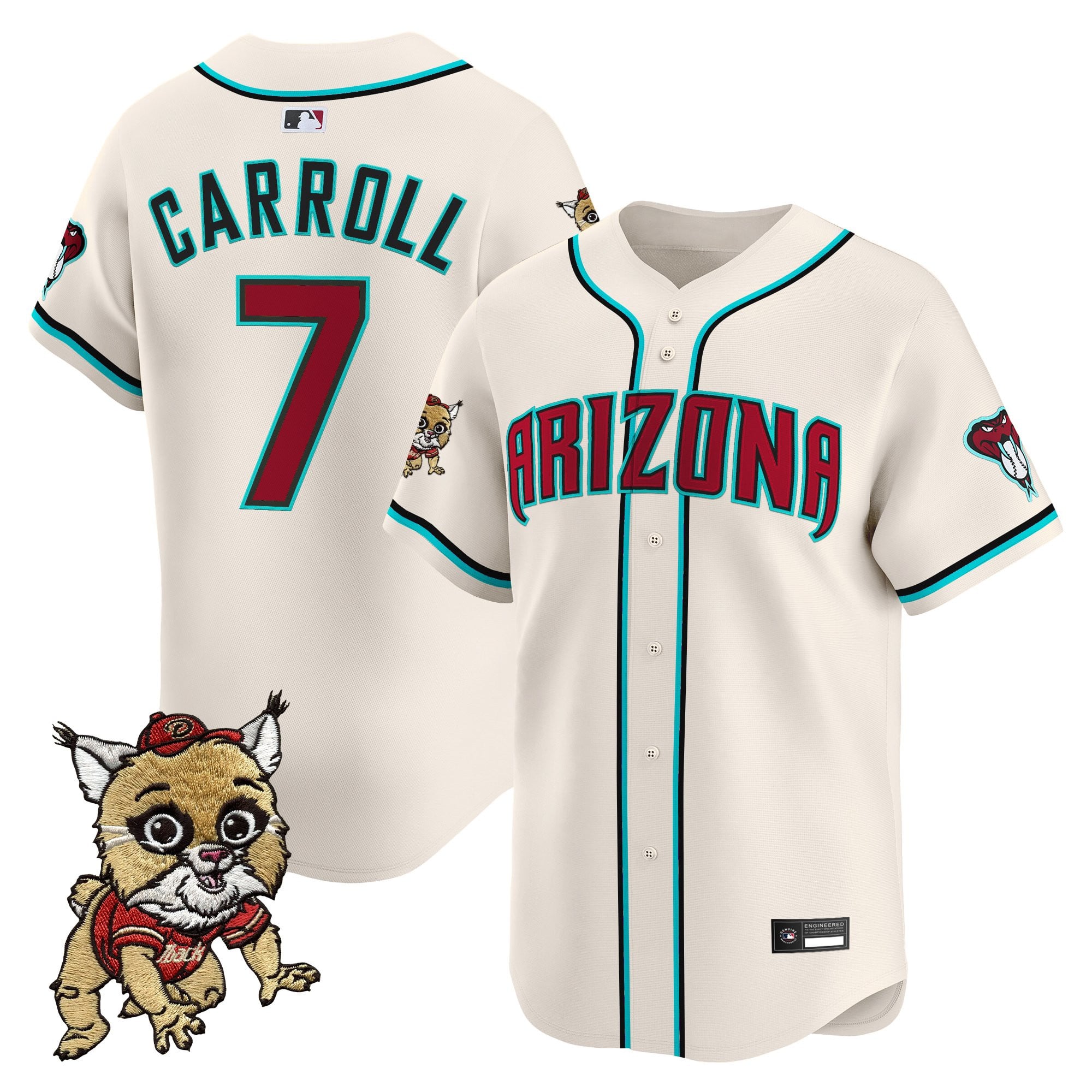 Men's Diamondbacks Baxter The Bobcat Patch Vapor Premier Limited Jersey - All Stitched