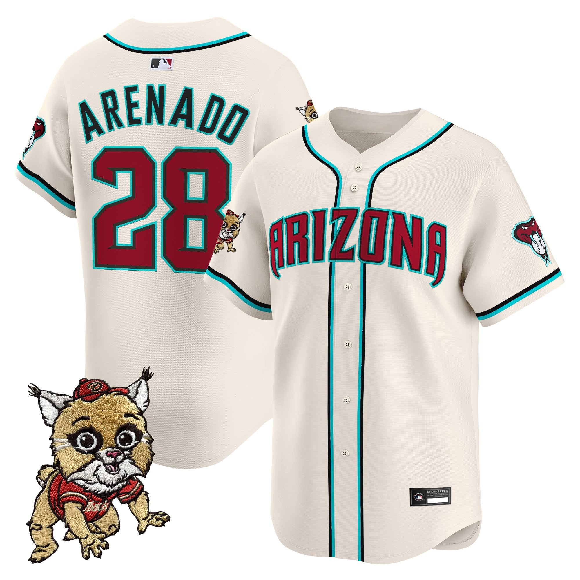 Men's Diamondbacks Baxter The Bobcat Patch Vapor Premier Limited Jersey - All Stitched