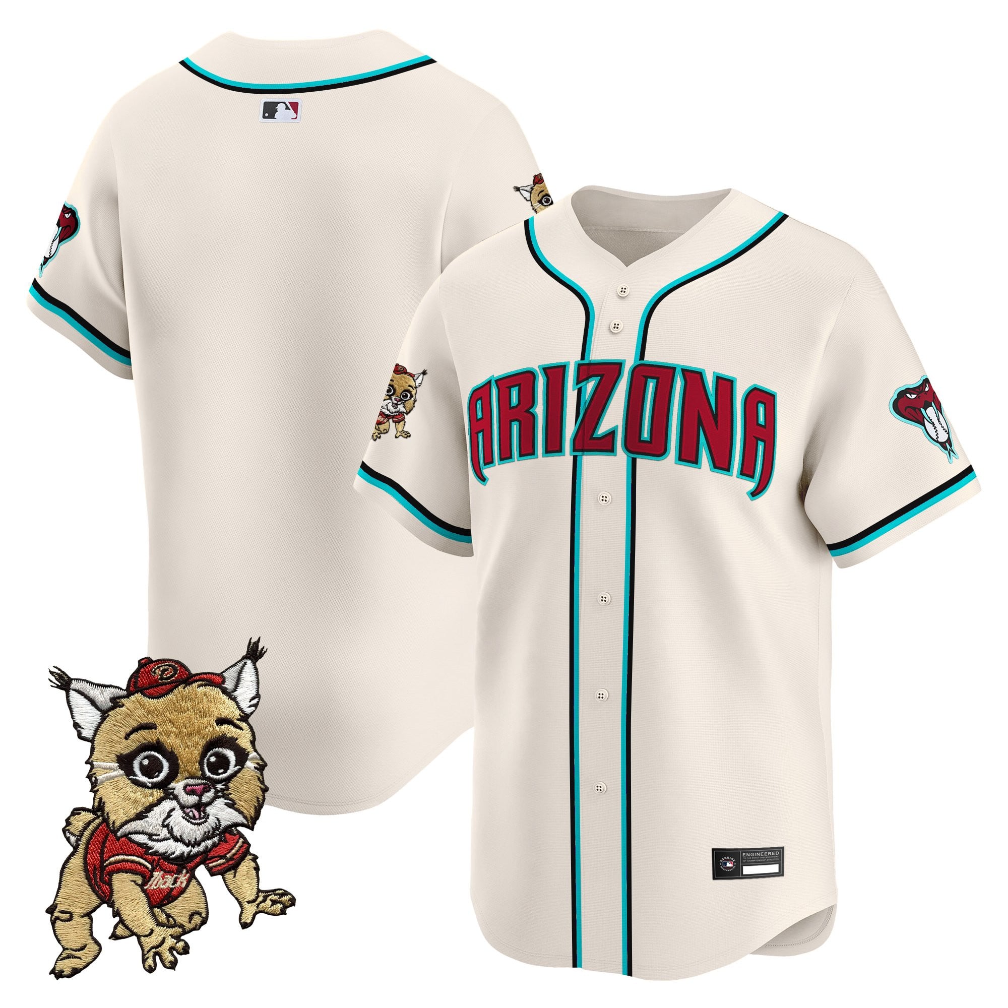 Men's Diamondbacks Baxter The Bobcat Patch Vapor Premier Limited Jersey - All Stitched