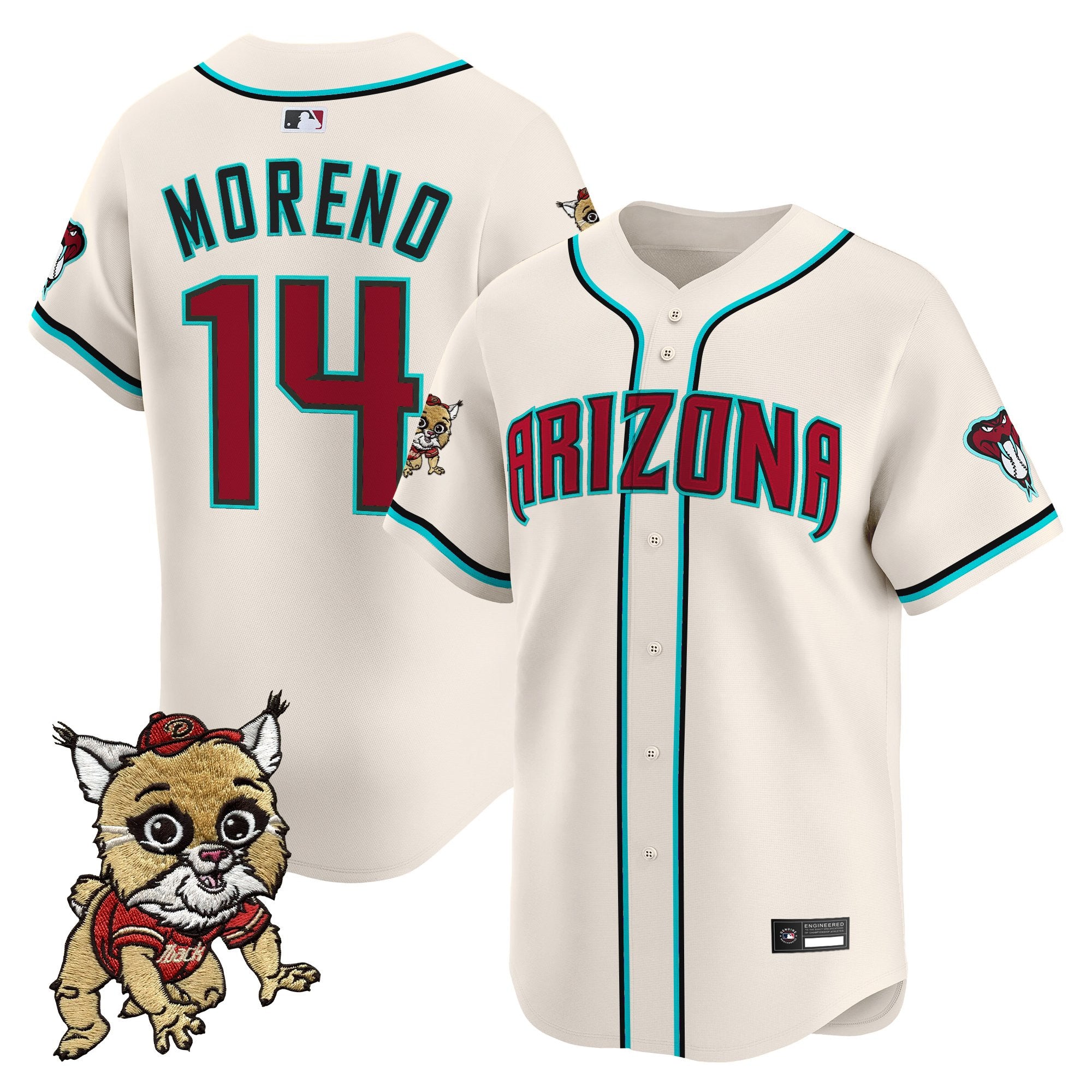 Men's Diamondbacks Baxter The Bobcat Patch Vapor Premier Limited Jersey - All Stitched