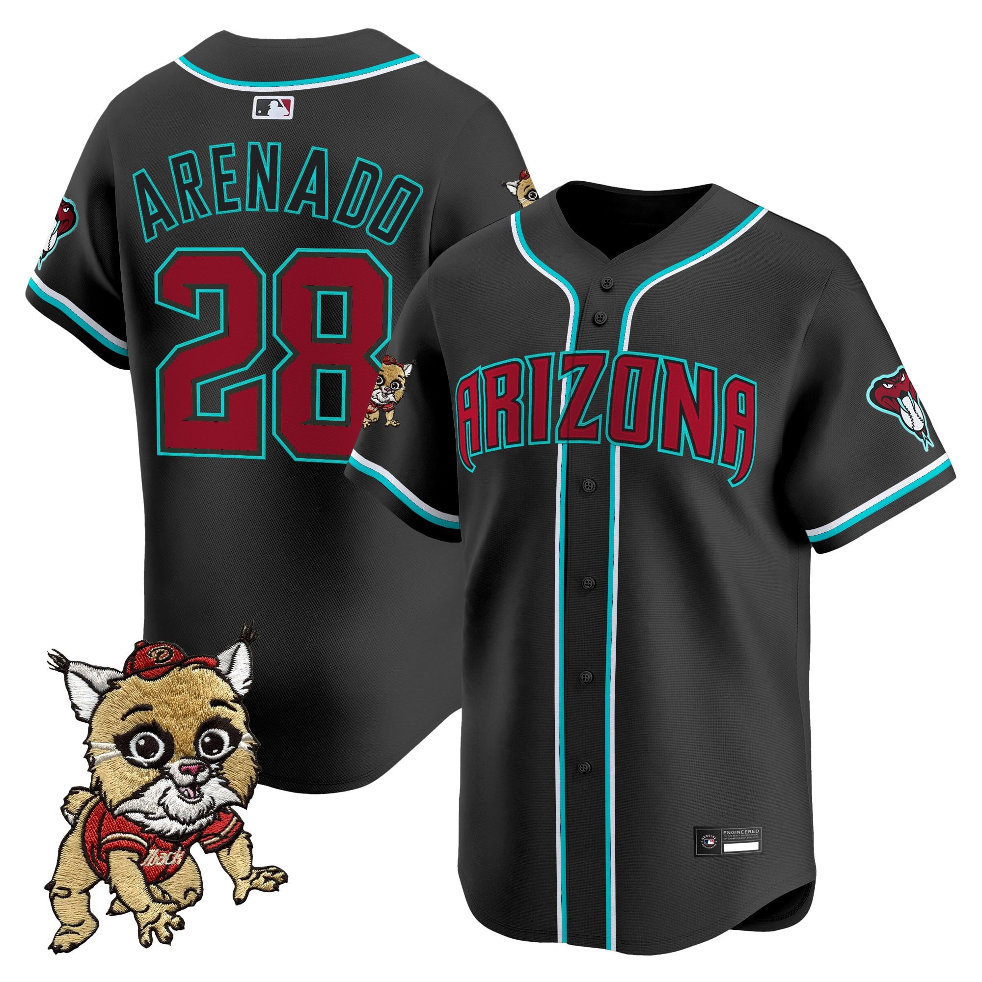 Men's Diamondbacks Baxter The Bobcat Patch Vapor Premier Limited Jersey - All Stitched