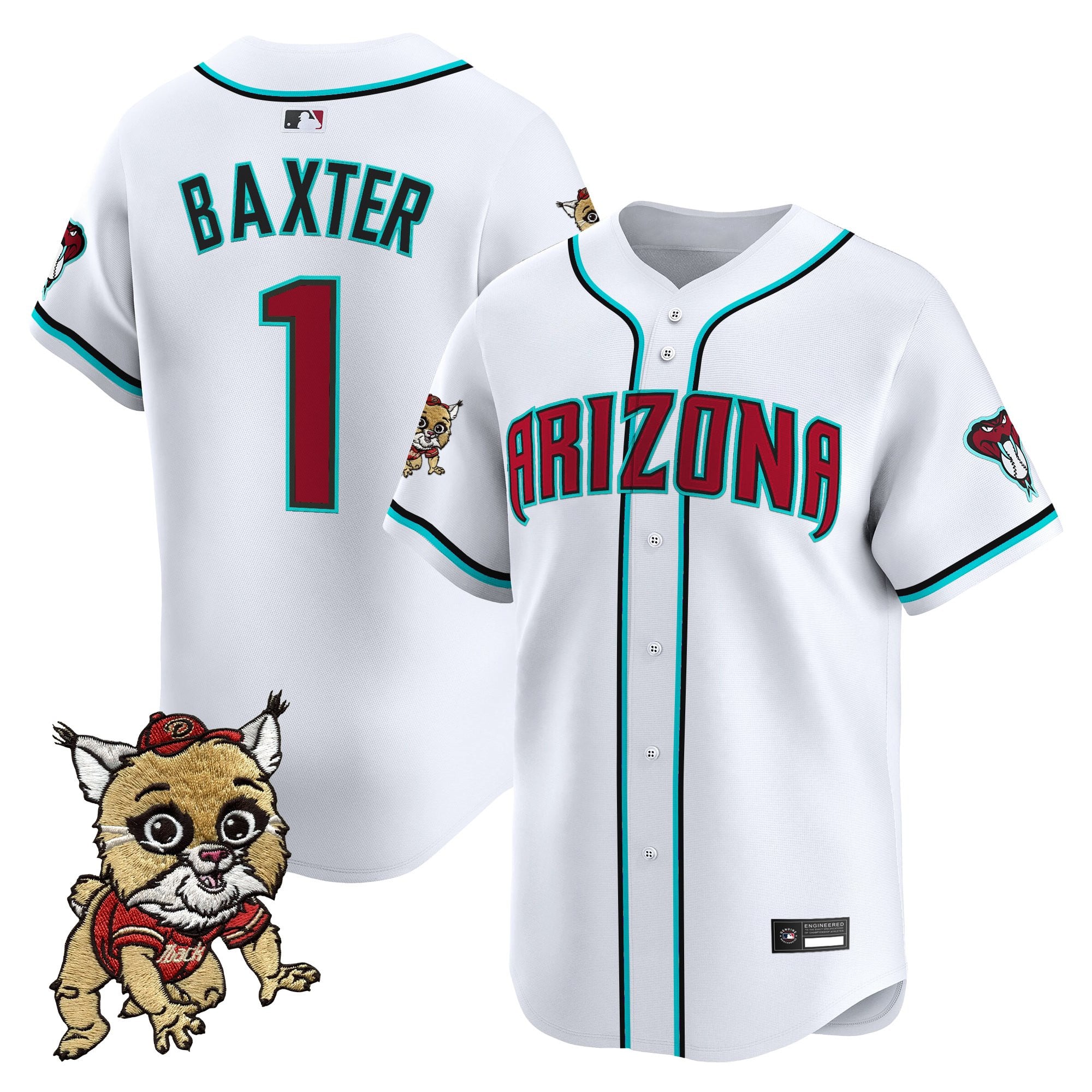 Men's Diamondbacks Baxter The Bobcat Patch Vapor Premier Limited Jersey - All Stitched