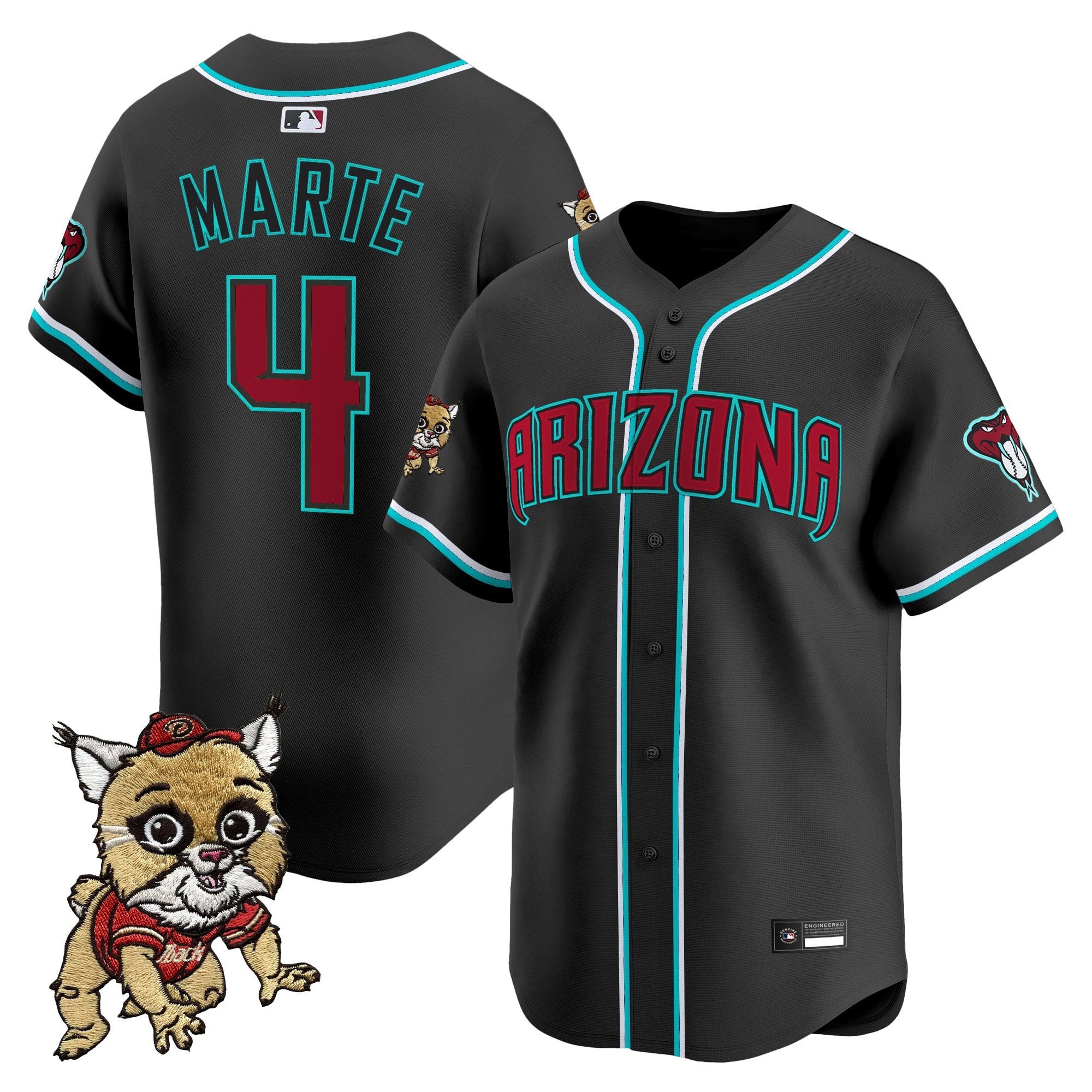 Men's Diamondbacks Baxter The Bobcat Patch Vapor Premier Limited Jersey - All Stitched