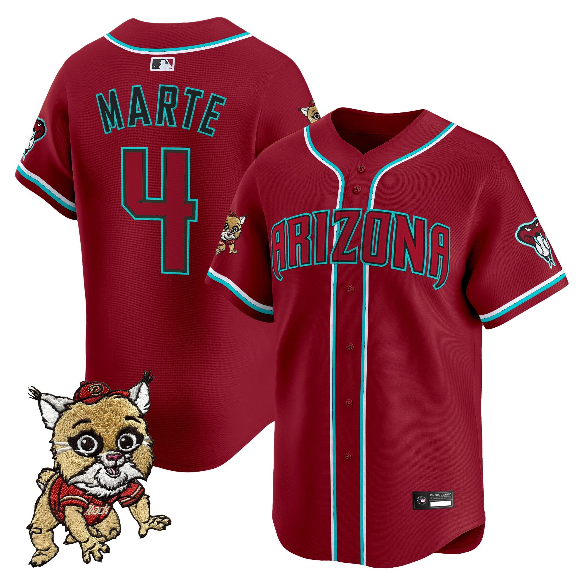 Men's Diamondbacks Baxter The Bobcat Patch Vapor Premier Limited Jersey - All Stitched