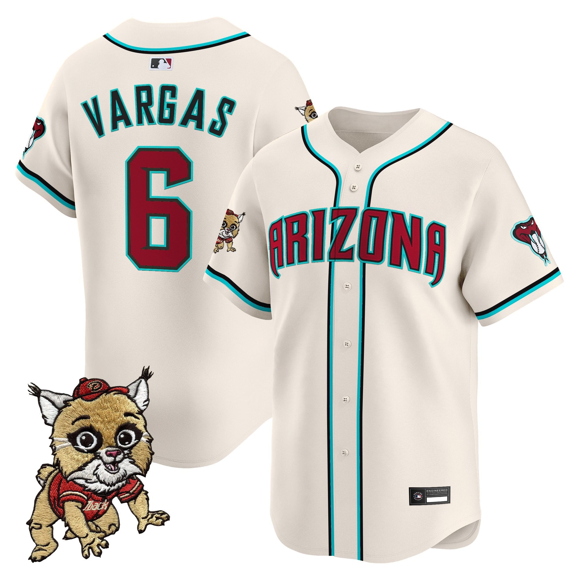 Men's Diamondbacks Baxter The Bobcat Patch Vapor Premier Limited Jersey - All Stitched
