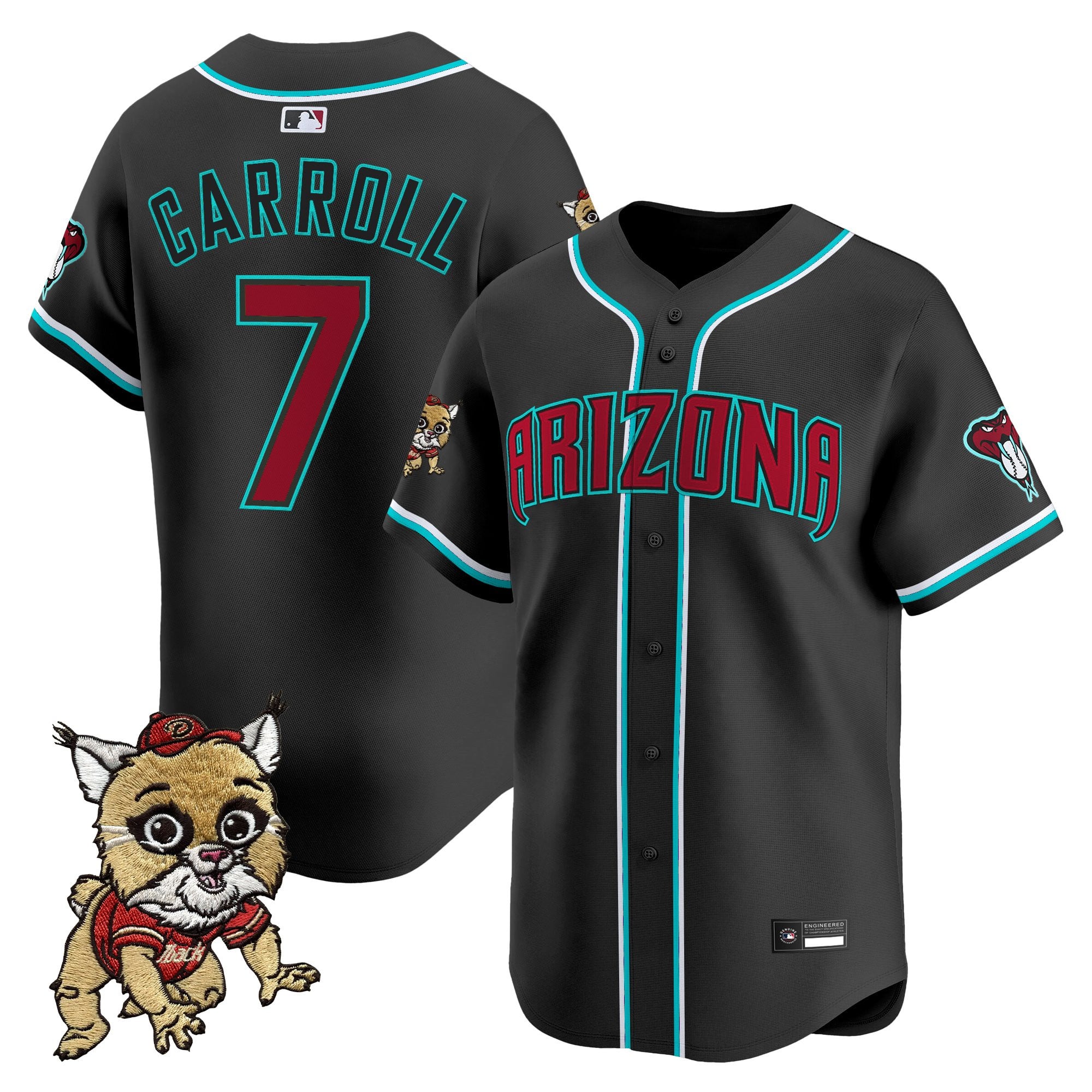 Men's Diamondbacks Baxter The Bobcat Patch Vapor Premier Limited Jersey - All Stitched