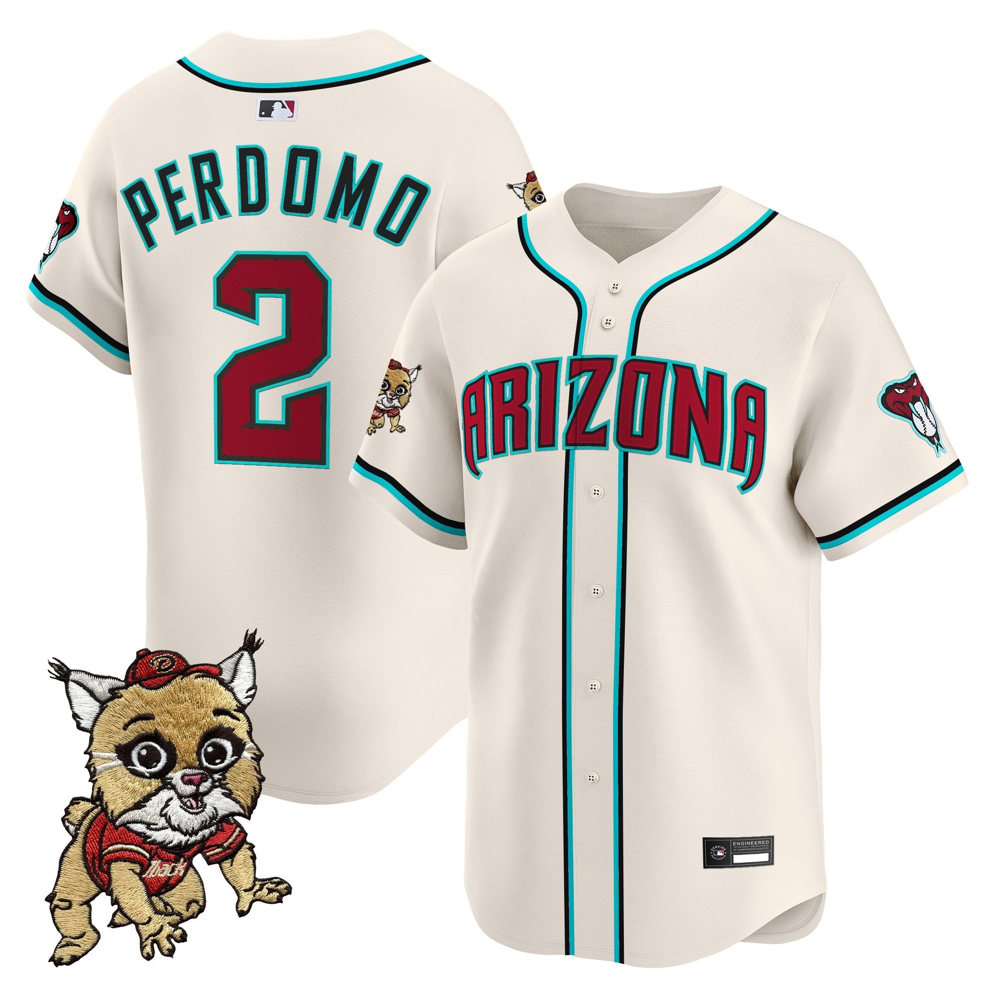 Men's Diamondbacks Baxter The Bobcat Patch Vapor Premier Limited Jersey - All Stitched