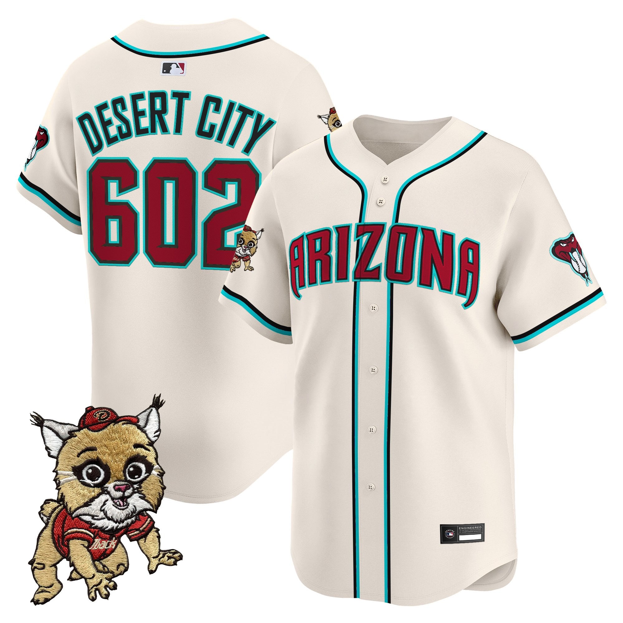 Men's Diamondbacks Baxter The Bobcat Patch Vapor Premier Limited Jersey - All Stitched