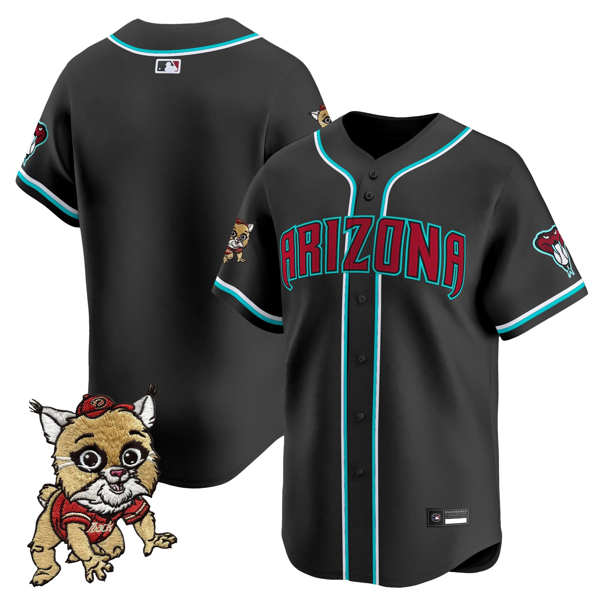 Men's Diamondbacks Baxter The Bobcat Patch Vapor Premier Limited Jersey - All Stitched