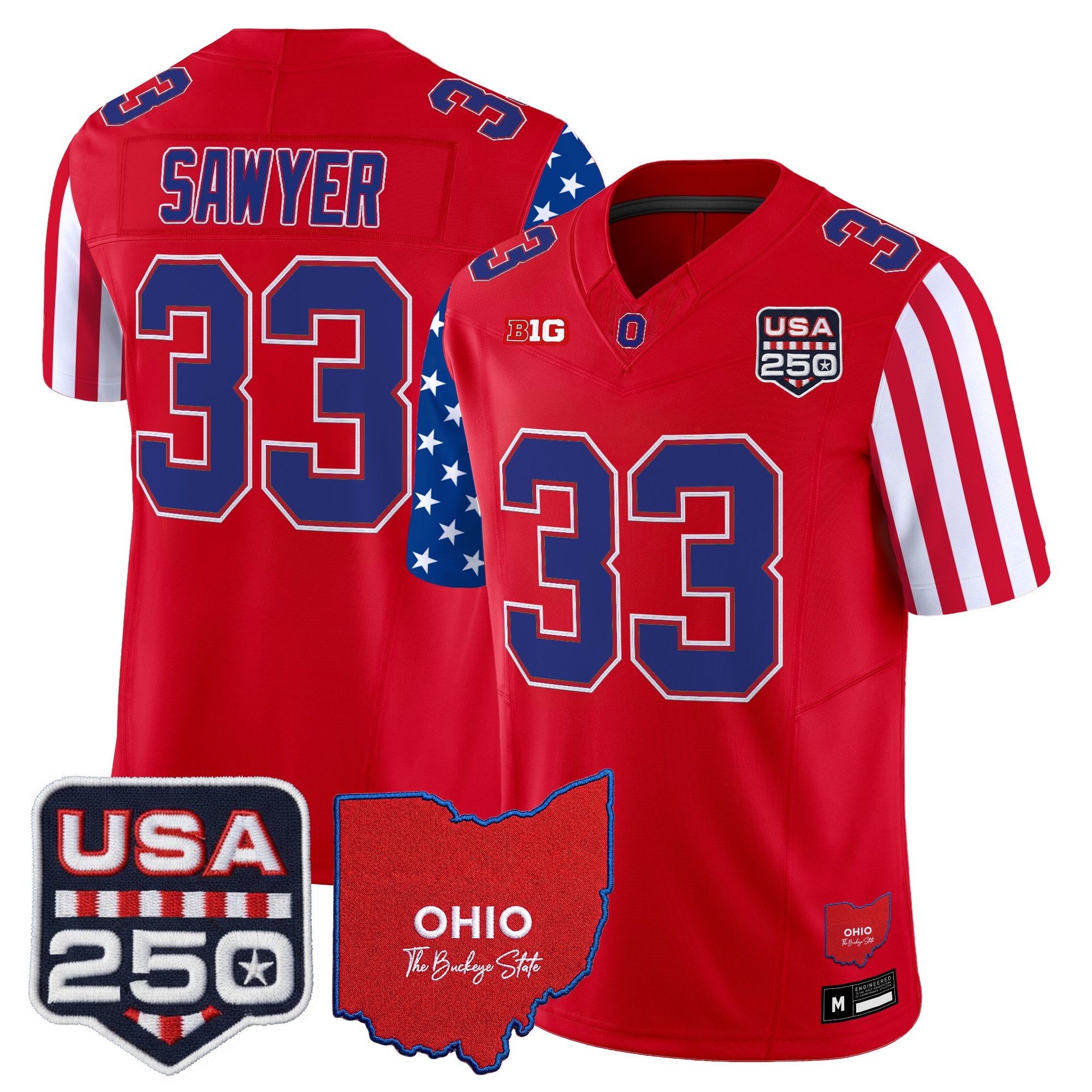 Men's Ohio State Buckeyes "America 250 Edition" Vapor Limited Jersey - All Stitched