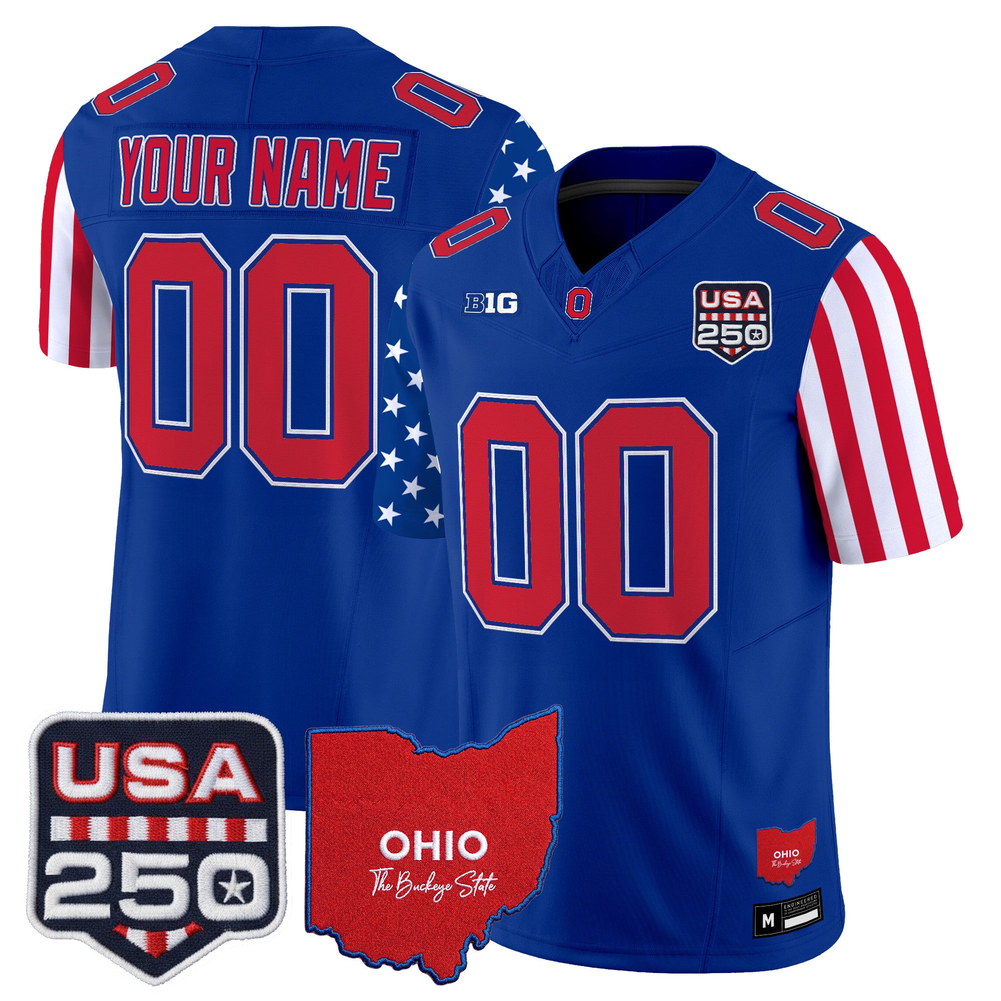 Ohio State Buckeyes "America 250 Edition" Vapor Limited Custom Jersey - All Stitched