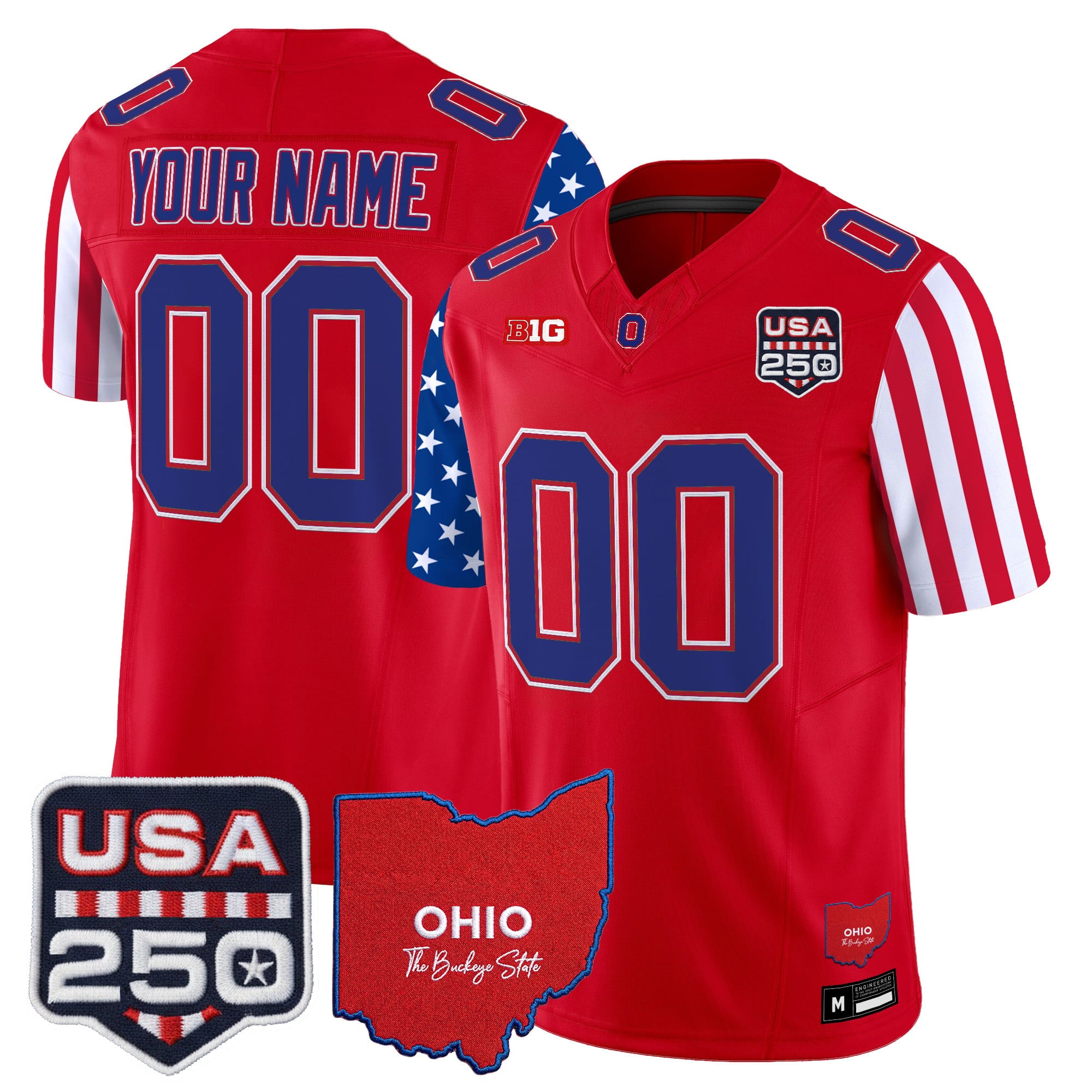 Ohio State Buckeyes "America 250 Edition" Vapor Limited Custom Jersey - All Stitched