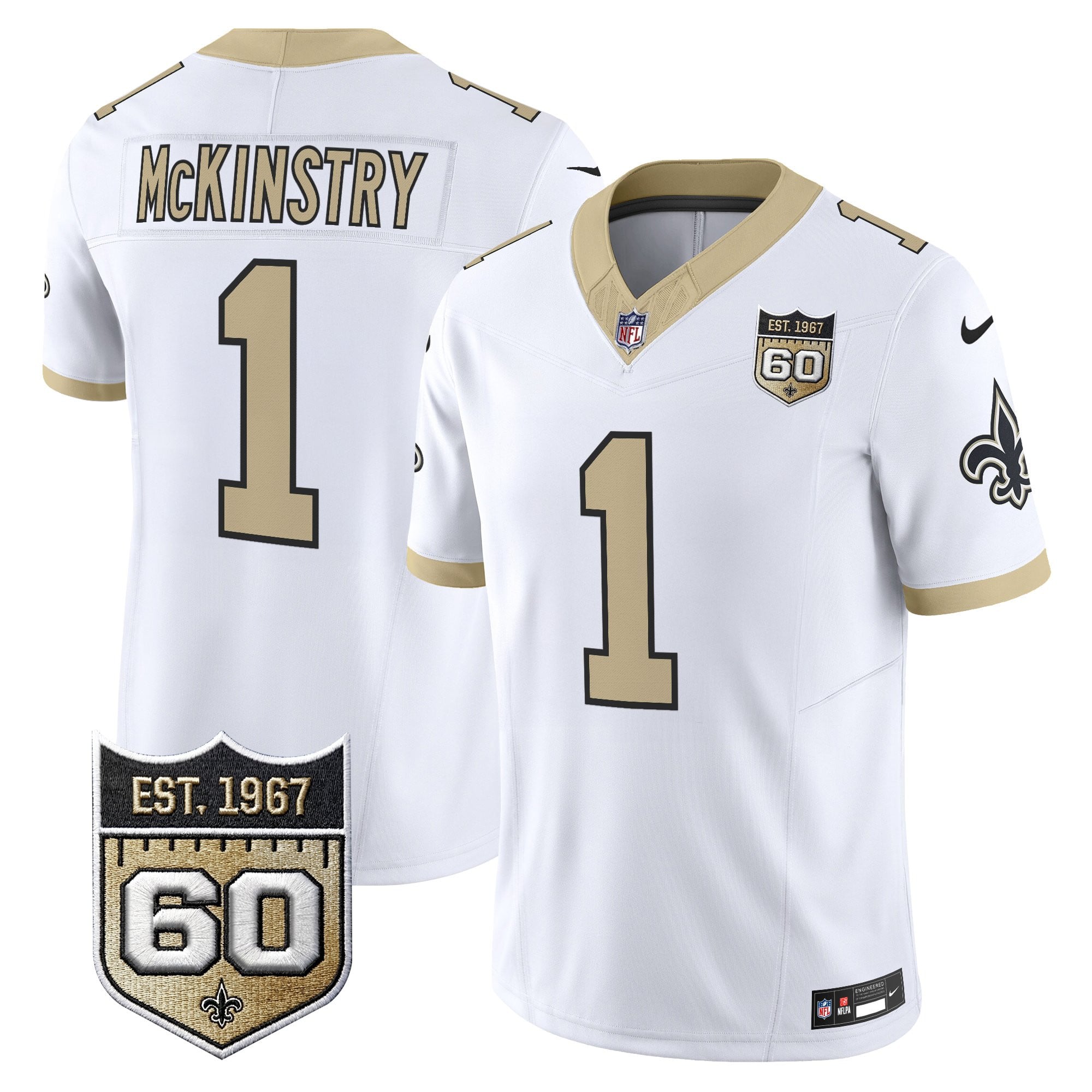 Men's New Orleans Saints 60th Anniversary Patch Vapor Jersey - Gameday Golds Edition - All Stitched