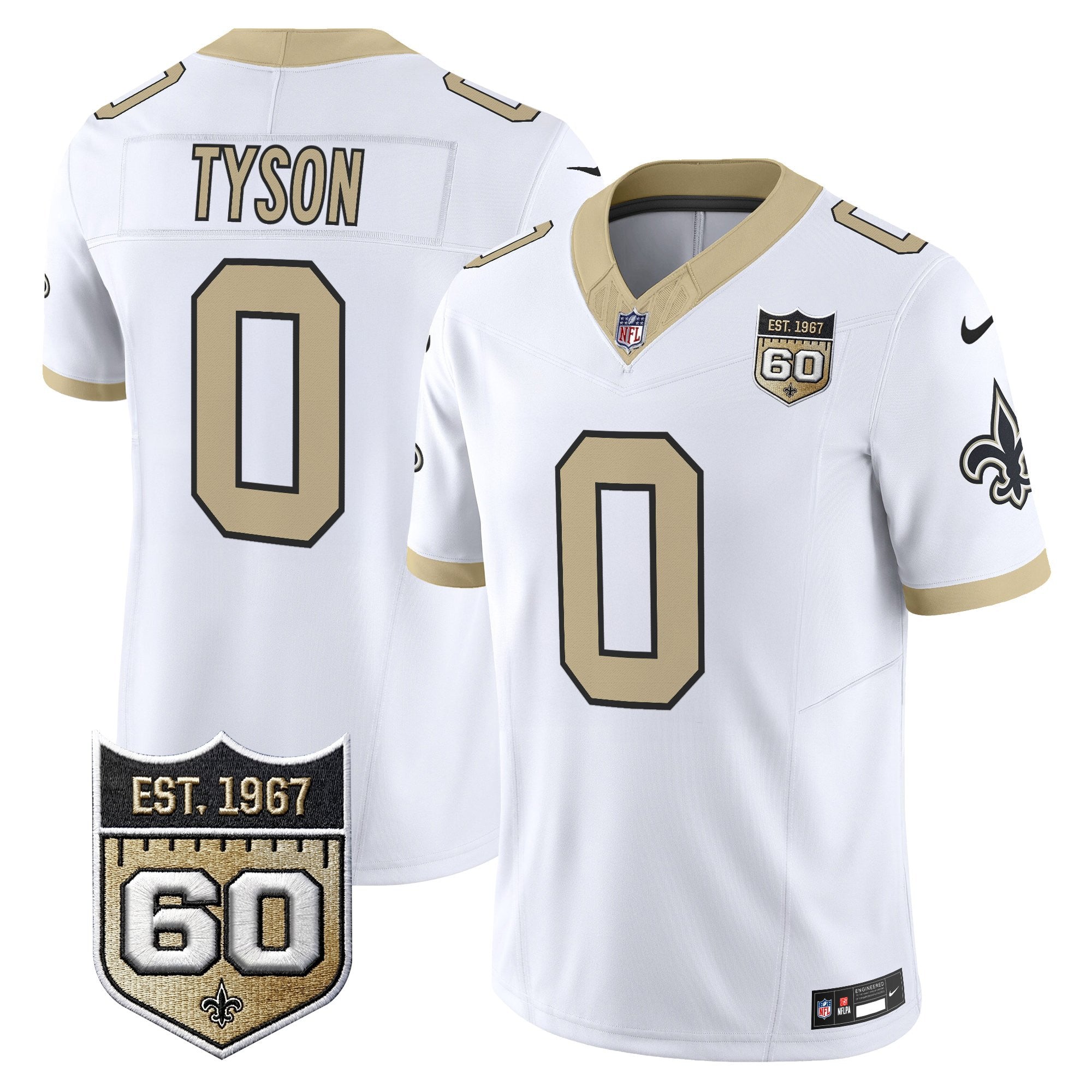 Men's New Orleans Saints 60th Anniversary Patch Vapor Jersey - Gameday Golds Edition - All Stitched