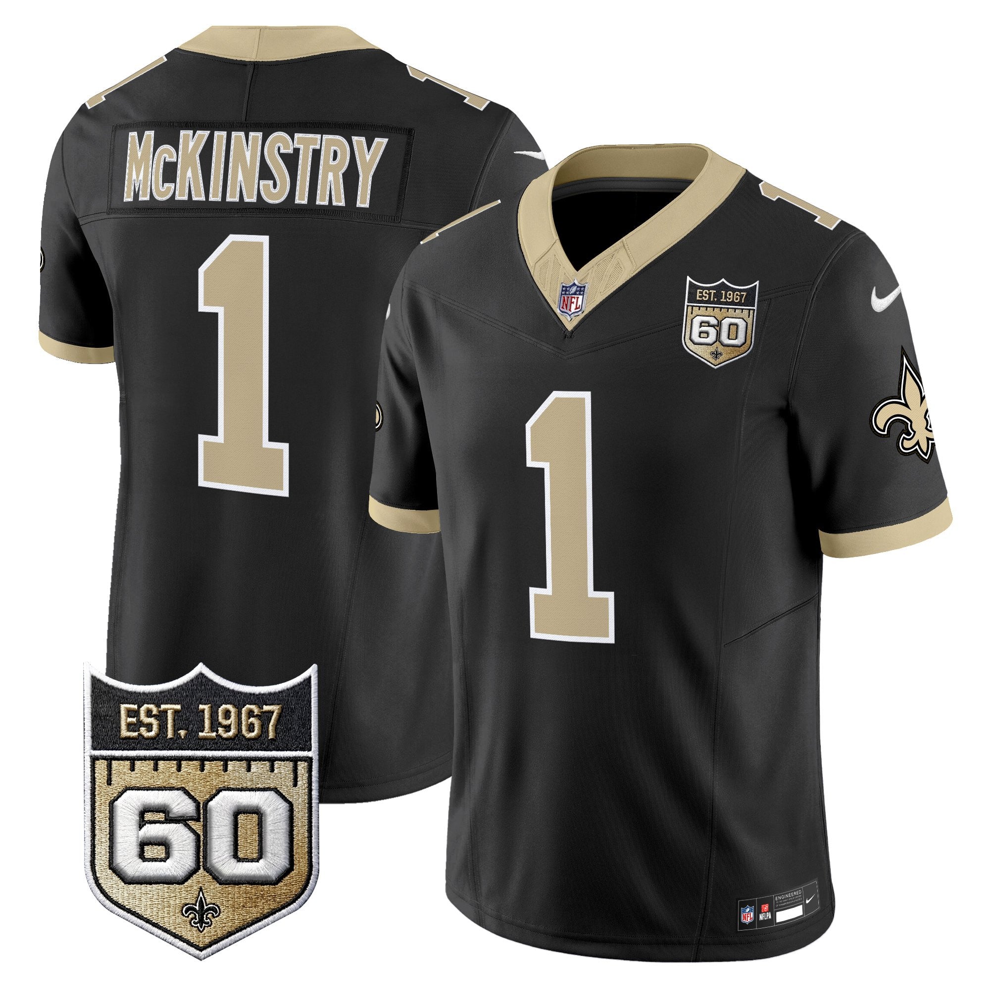 Men's New Orleans Saints 60th Anniversary Patch Vapor Jersey - Gameday Golds Edition - All Stitched